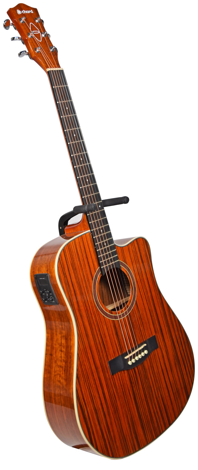 Chord Sundown Electro-Acoustic Western Guitar - Dark Zebrano - view 4