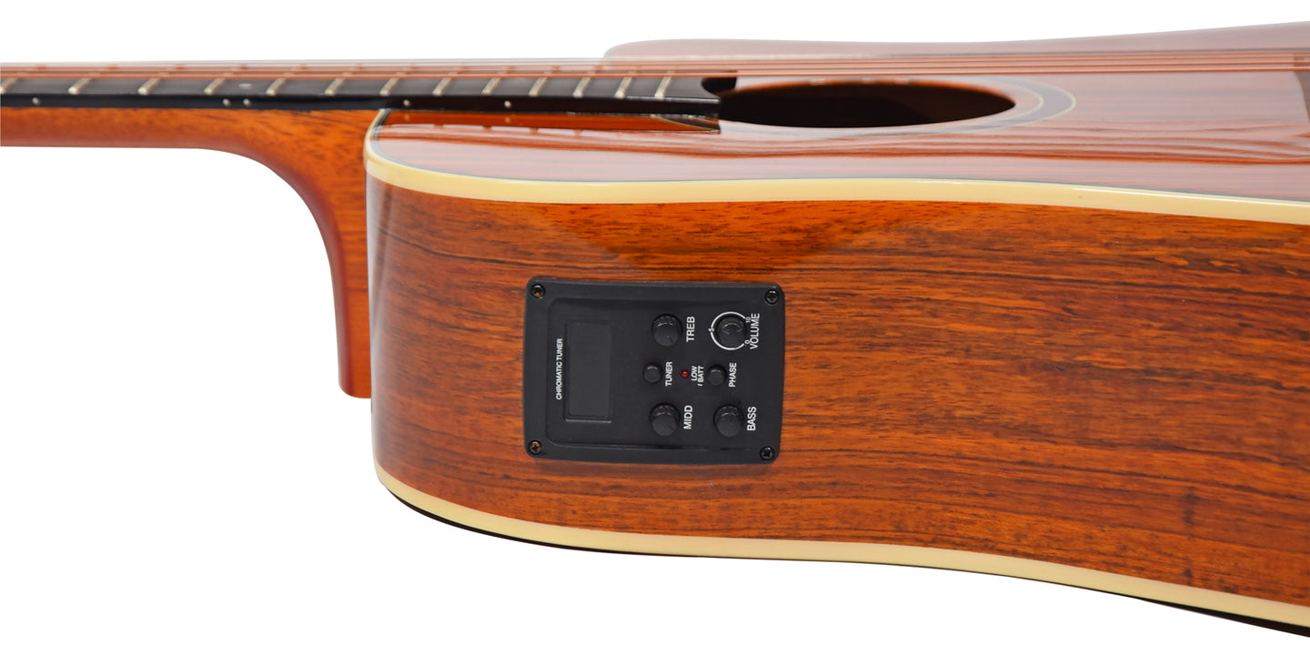 Chord Sundown Electro-Acoustic Western Guitar - Dark Zebrano - view 8