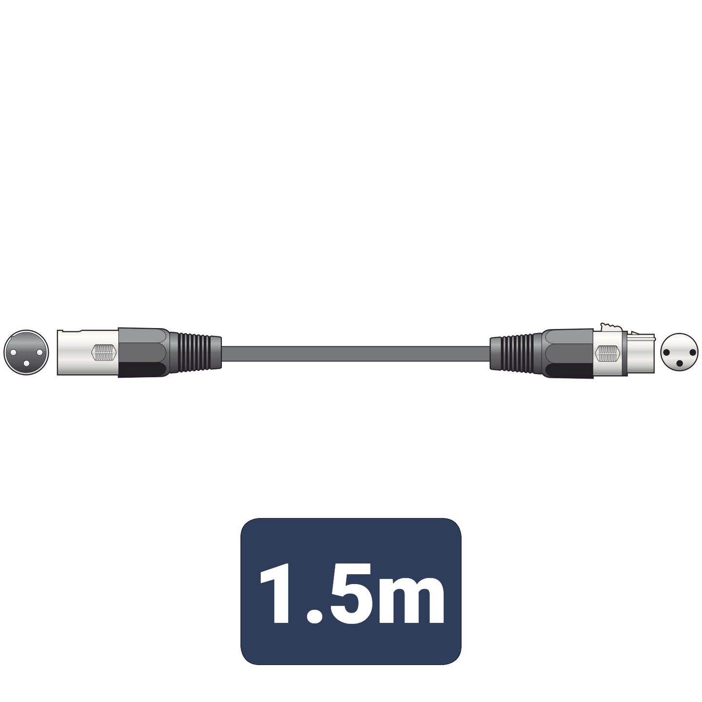 QTX DMX lighting lead, 3-pin XLR plug to 3-pin XLR socket - 1.5m - view 3