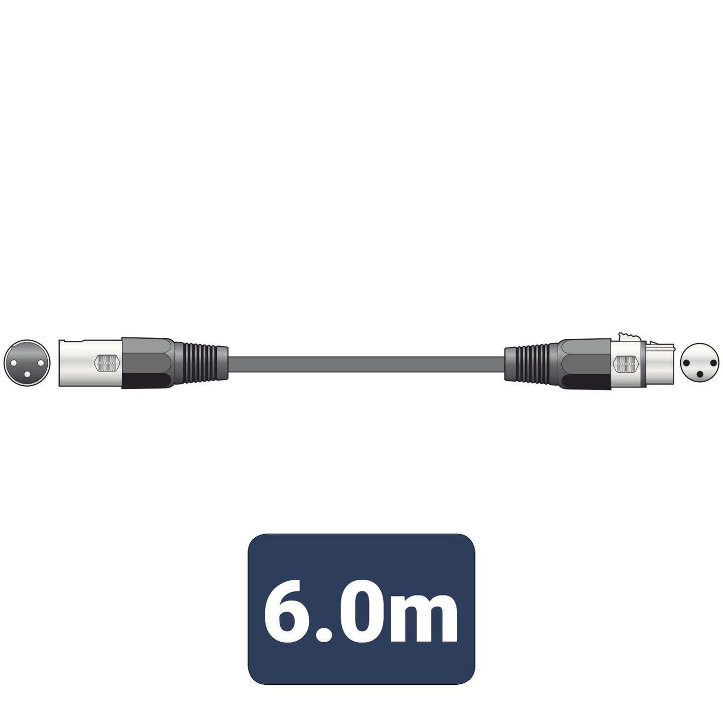 QTX DMX lighting lead, 3-pin XLR plug to 3-pin XLR socket - 6.0m - view 3