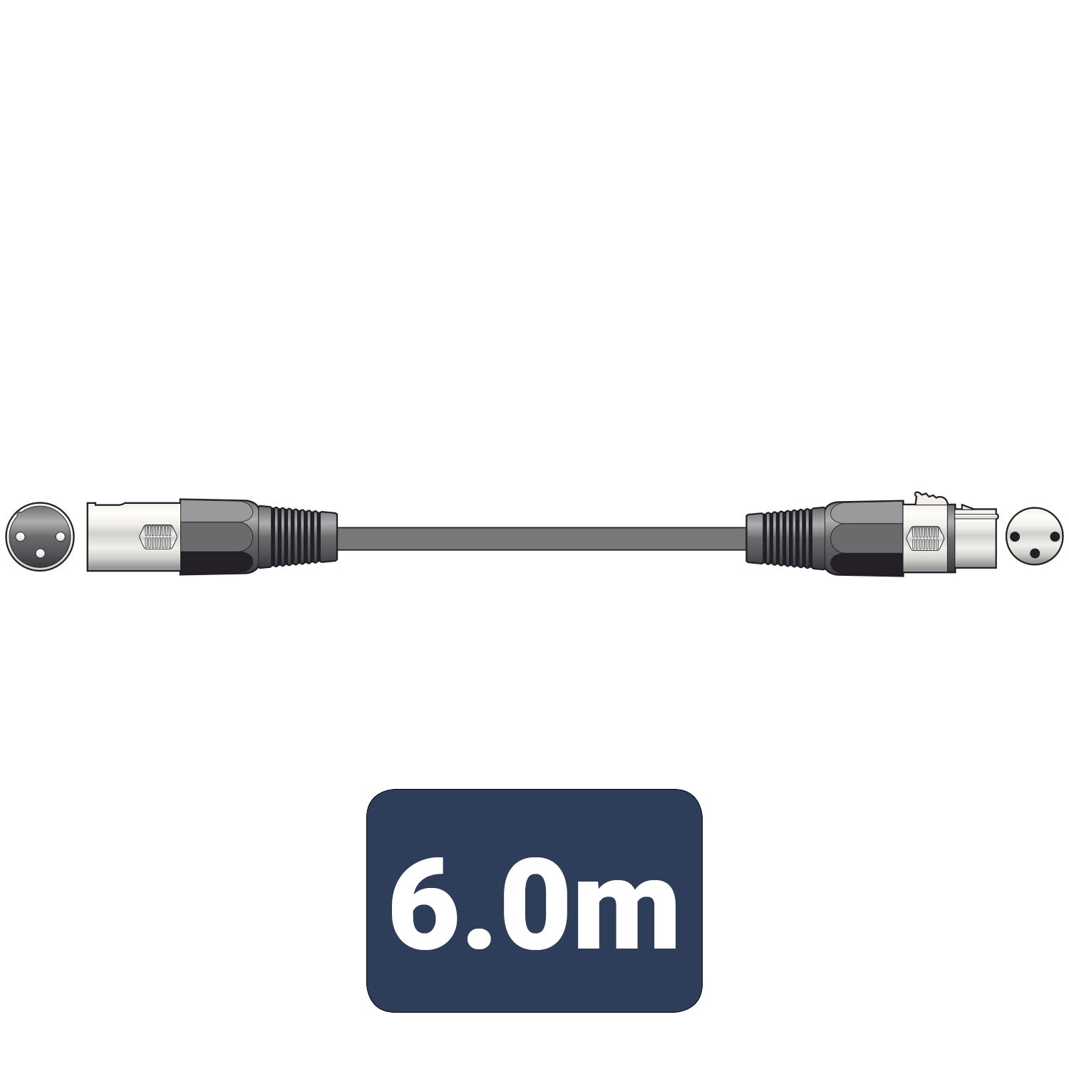 QTX DMX lighting lead, 3-pin XLR plug to 3-pin XLR socket - 6.0m - view 3