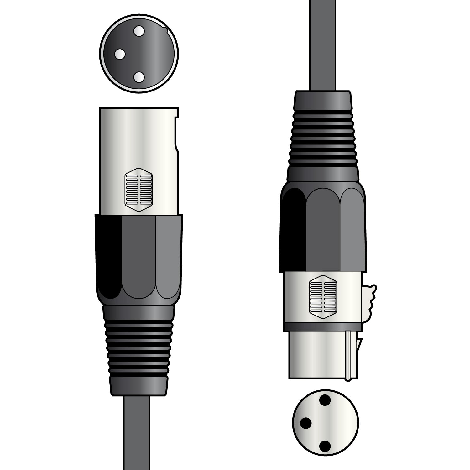 QTX DMX lighting lead, 3-pin XLR plug to 3-pin XLR socket - 6.0m