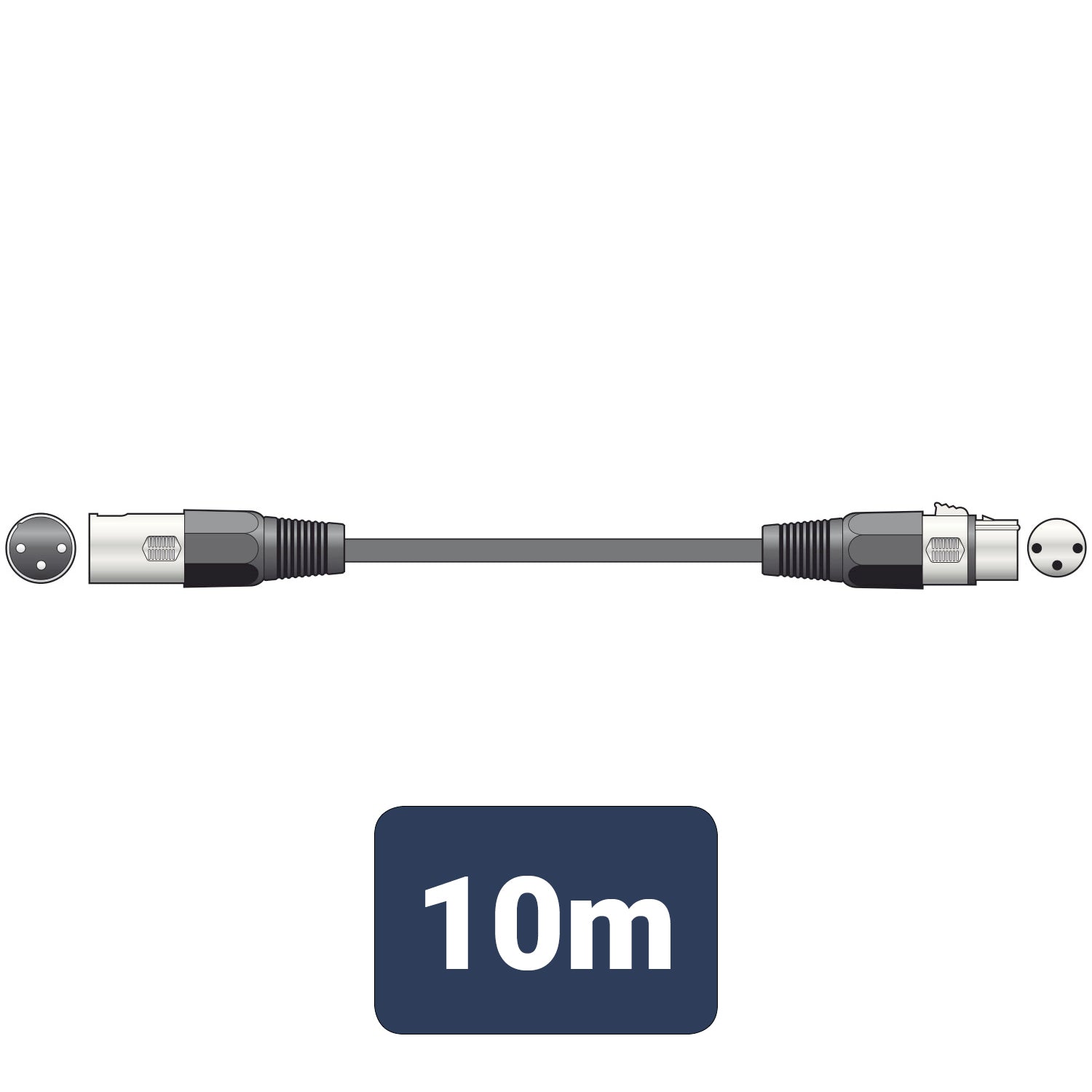 QTX DMX lighting lead, 3-pin XLR plug to 3-pin XLR socket - 10.0m - view 2