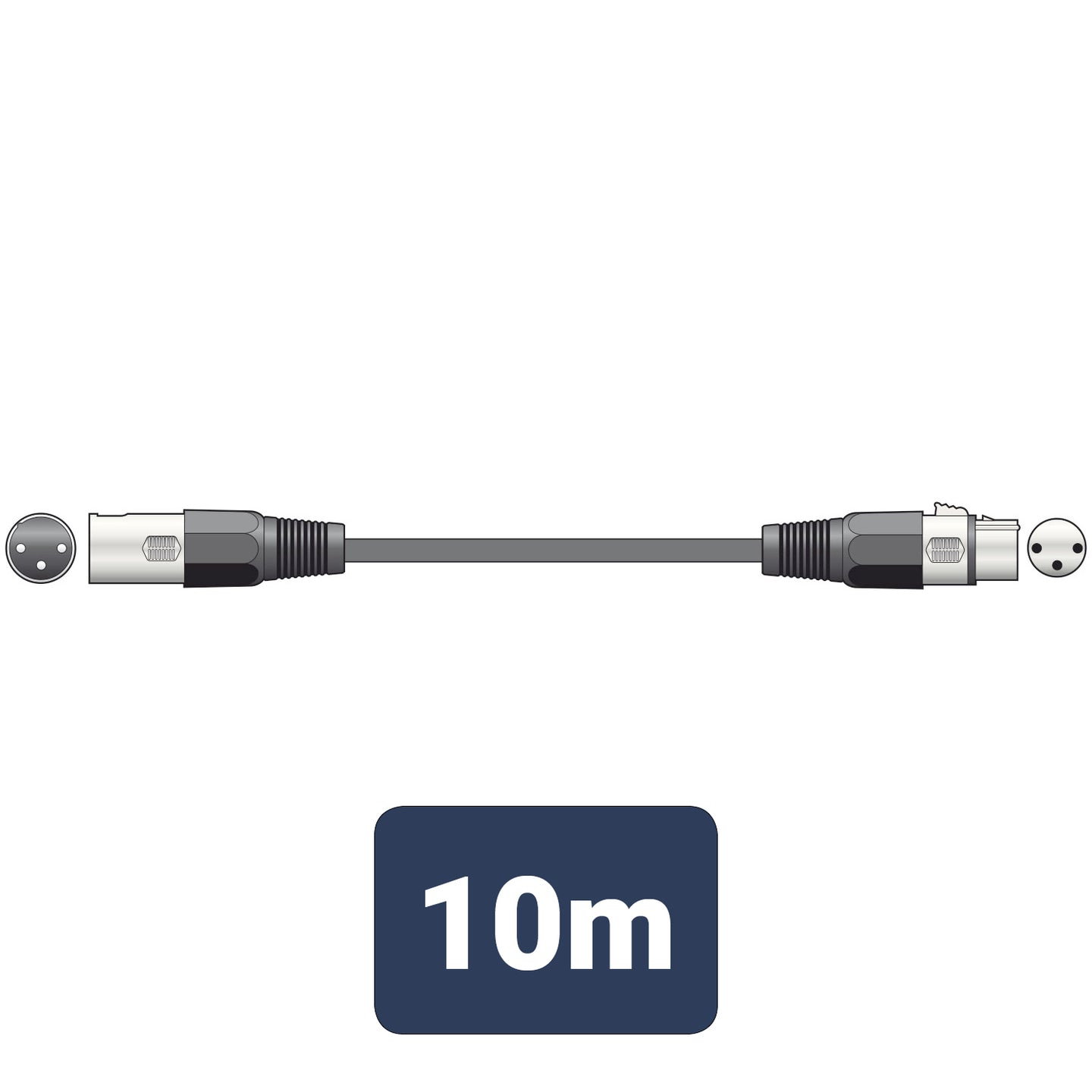 QTX DMX lighting lead, 3-pin XLR plug to 3-pin XLR socket - 10.0m - view 2