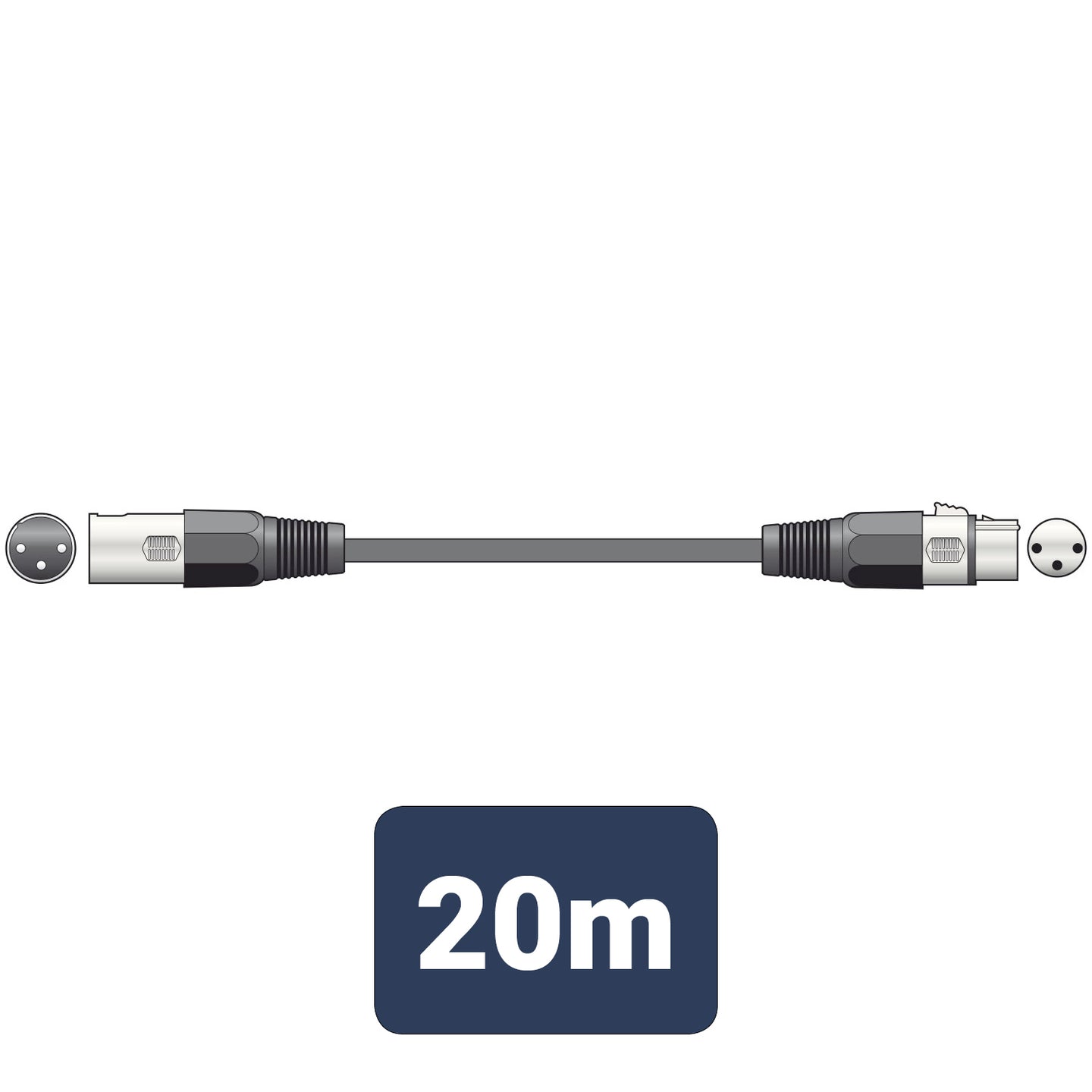 QTX DMX lighting lead, 3-pin XLR plug to 3-pin XLR socket - 20.0m - view 3