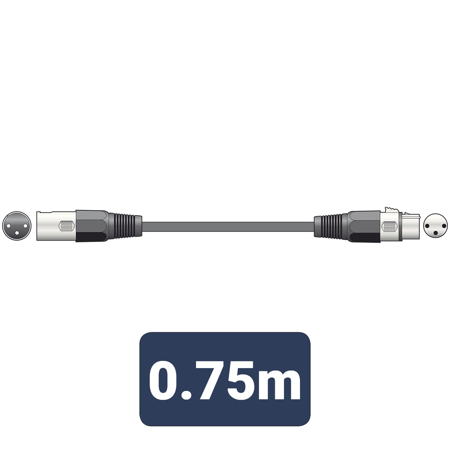 QTX DMX lighting lead, 3-pin XLR plug to 3-pin XLR socket - 0.75m - view 2