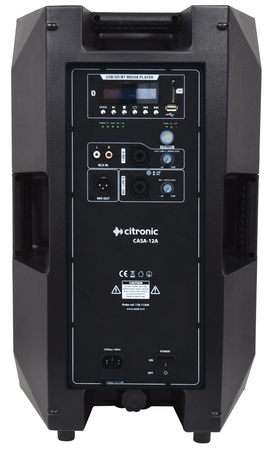 Citronic CASA-12A Active Cab 12" 280W RMS + USB/SD/BT - view 6
