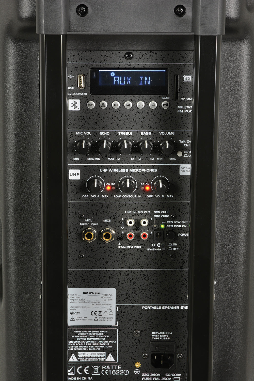QTX QX15PA-PLUS Portable PA UHF USB/SD/FM/BT - view 2