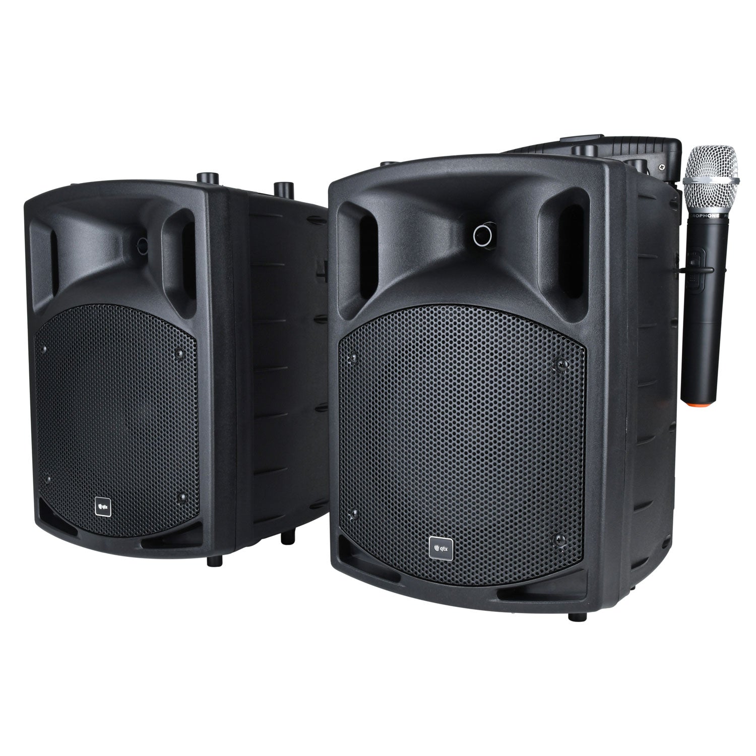 QTX PAV8 portable PA set + 2 UHF mics, CD/DVD, USB/SD & Bluetooth