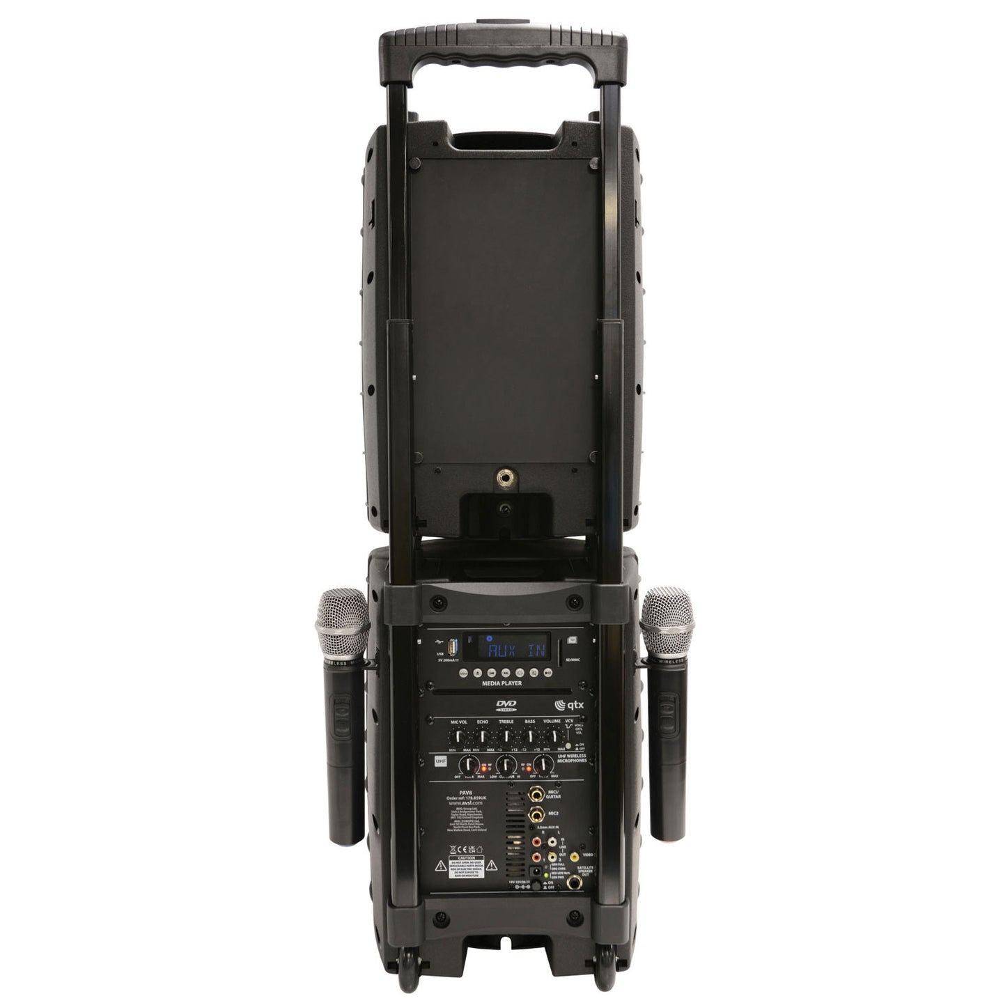 QTX PAV8 portable PA set + 2 UHF mics, CD/DVD, USB/SD & Bluetooth - view 6
