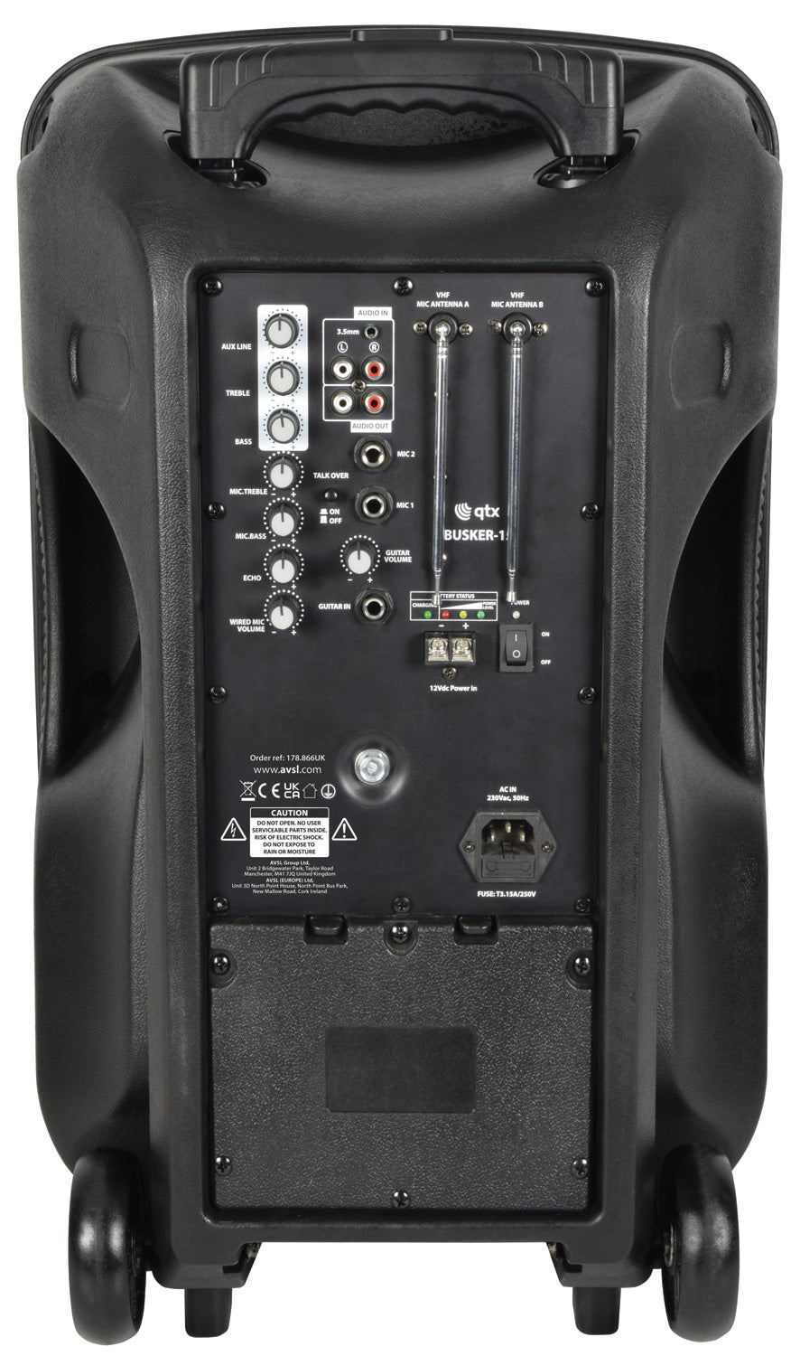 QTX Busker-12 PA + 2 x VHF mics + USB/SD/FM/BT - view 5