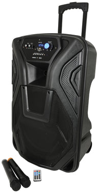 QTX Busker-15 PA + 2 x VHF mics + USB/SD/FM/BT