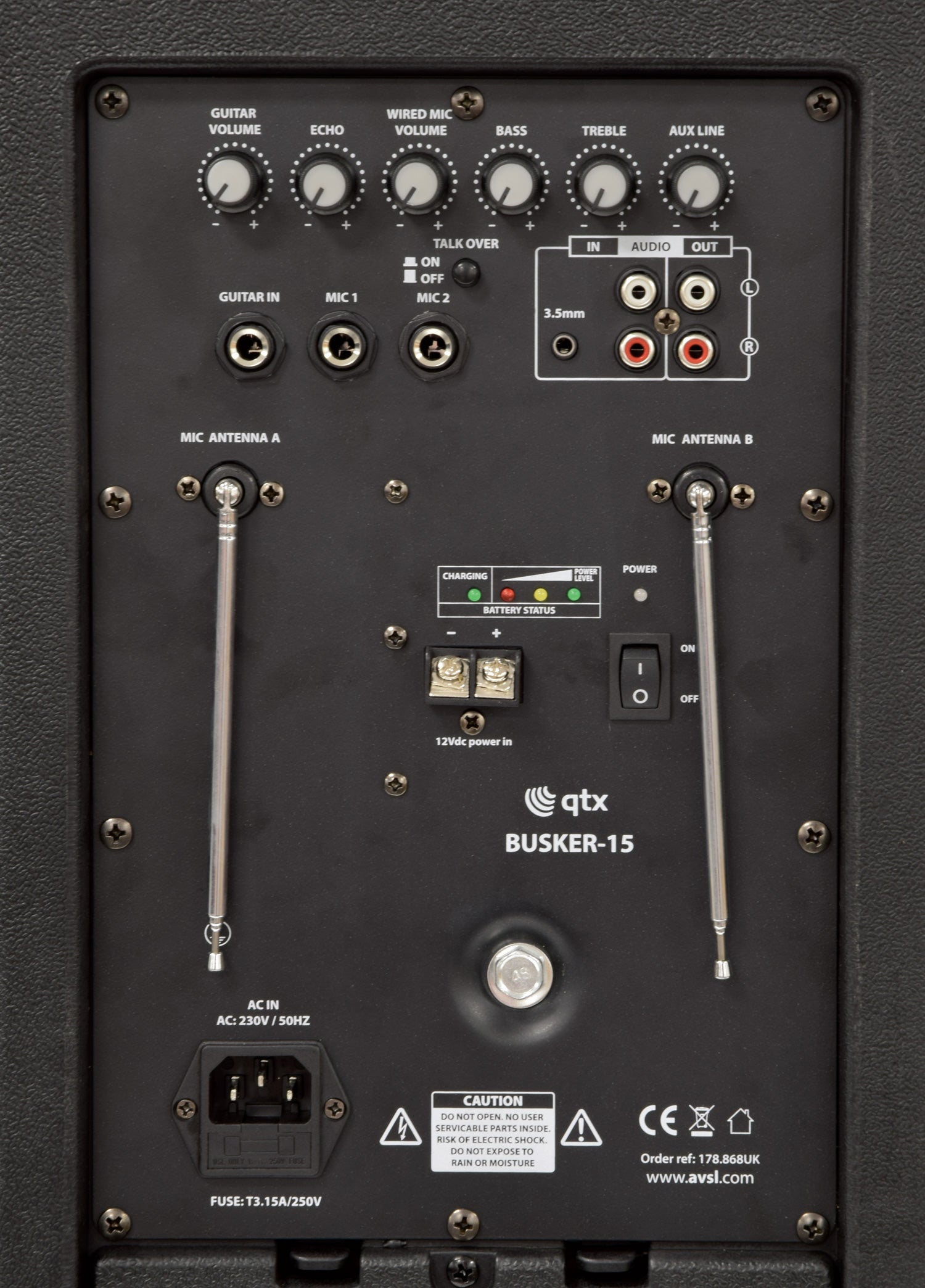 QTX Busker-15 PA + 2 x VHF mics + USB/SD/FM/BT - view 13