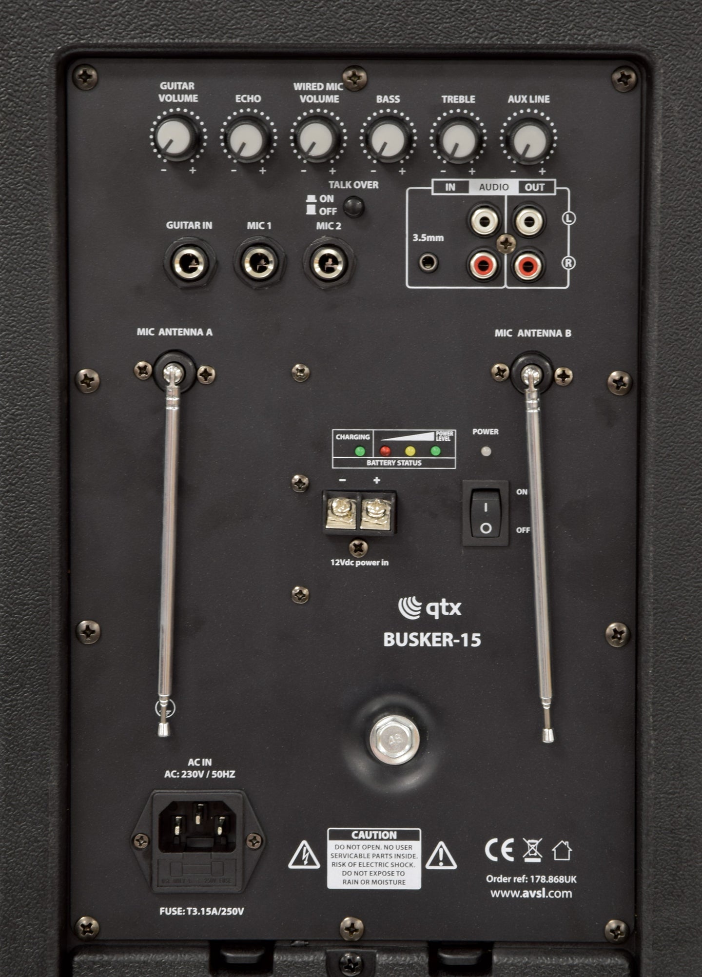 QTX Busker-15 PA + 2 x VHF mics + USB/SD/FM/BT - view 13