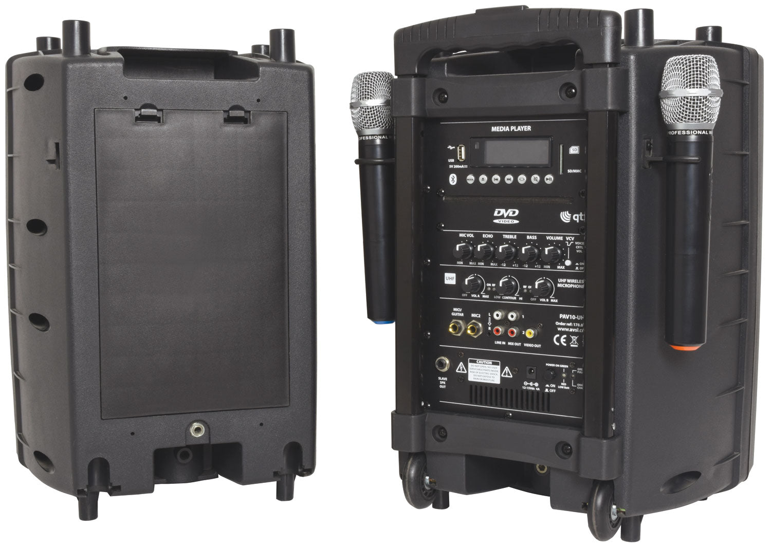 QTX PAV10 portable PA set + 2 UHF mics, CD/DVD, USB/SD & Bluetooth - view 5