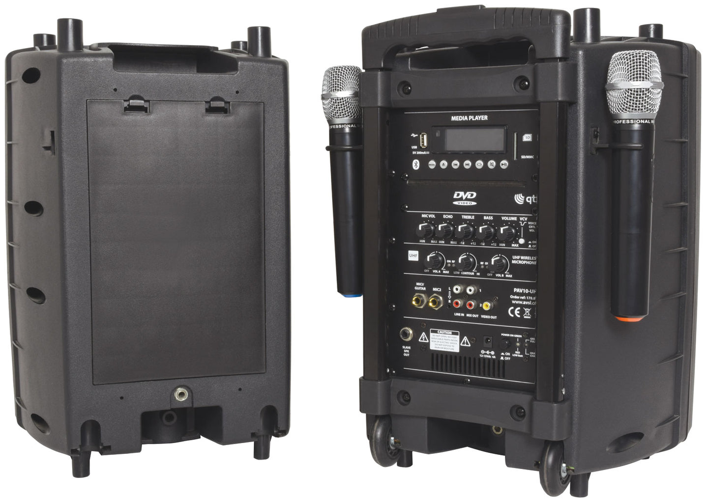 QTX PAV10 portable PA set + 2 UHF mics, CD/DVD, USB/SD & Bluetooth - view 5