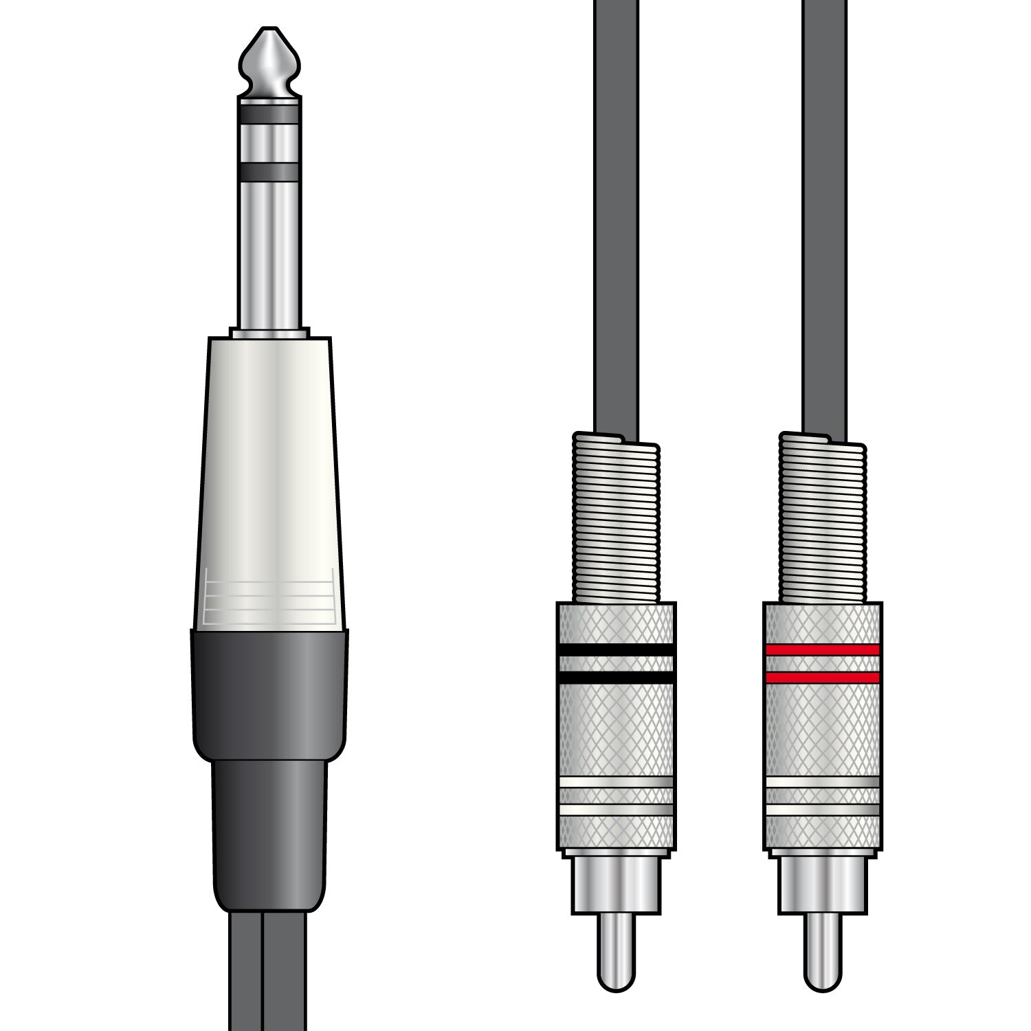 Citronic Classic Audio Lead 6.3mm TRS Jack - 2 RCA Plugs 1.5m