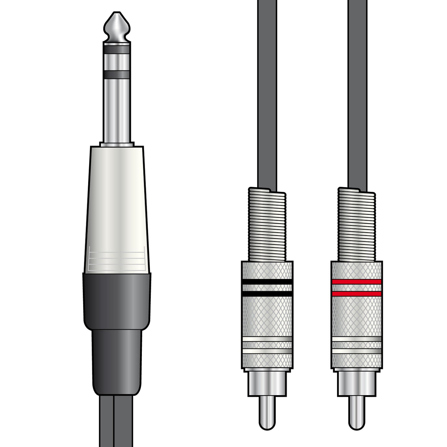 Citronic Classic Audio Lead 6.3mm TRS Jack - 2 RCA Plugs 1.5m