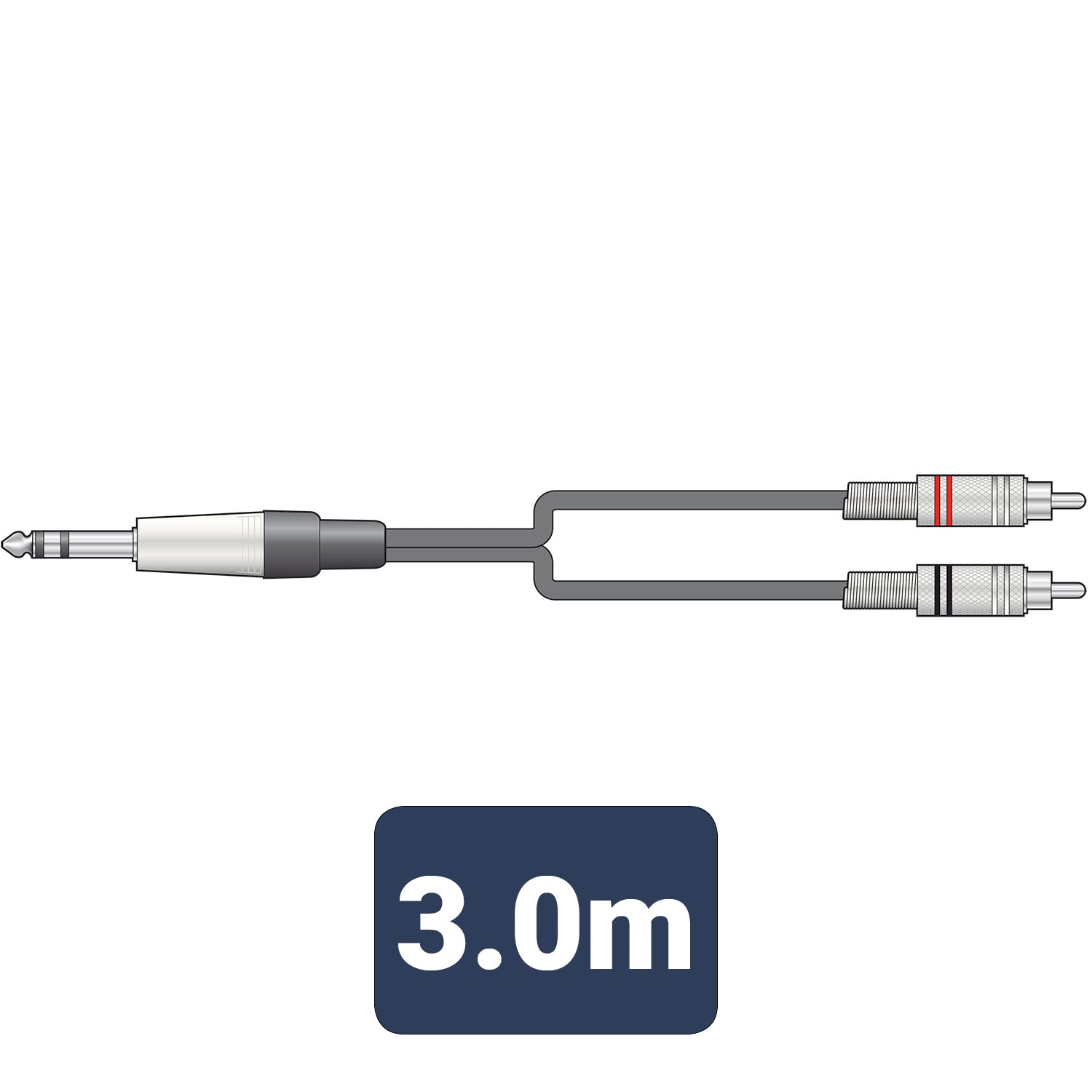 Citronic Classic Audio Lead 6.3mm TRS Jack - 2 RCA Plugs 3.0m - view 2