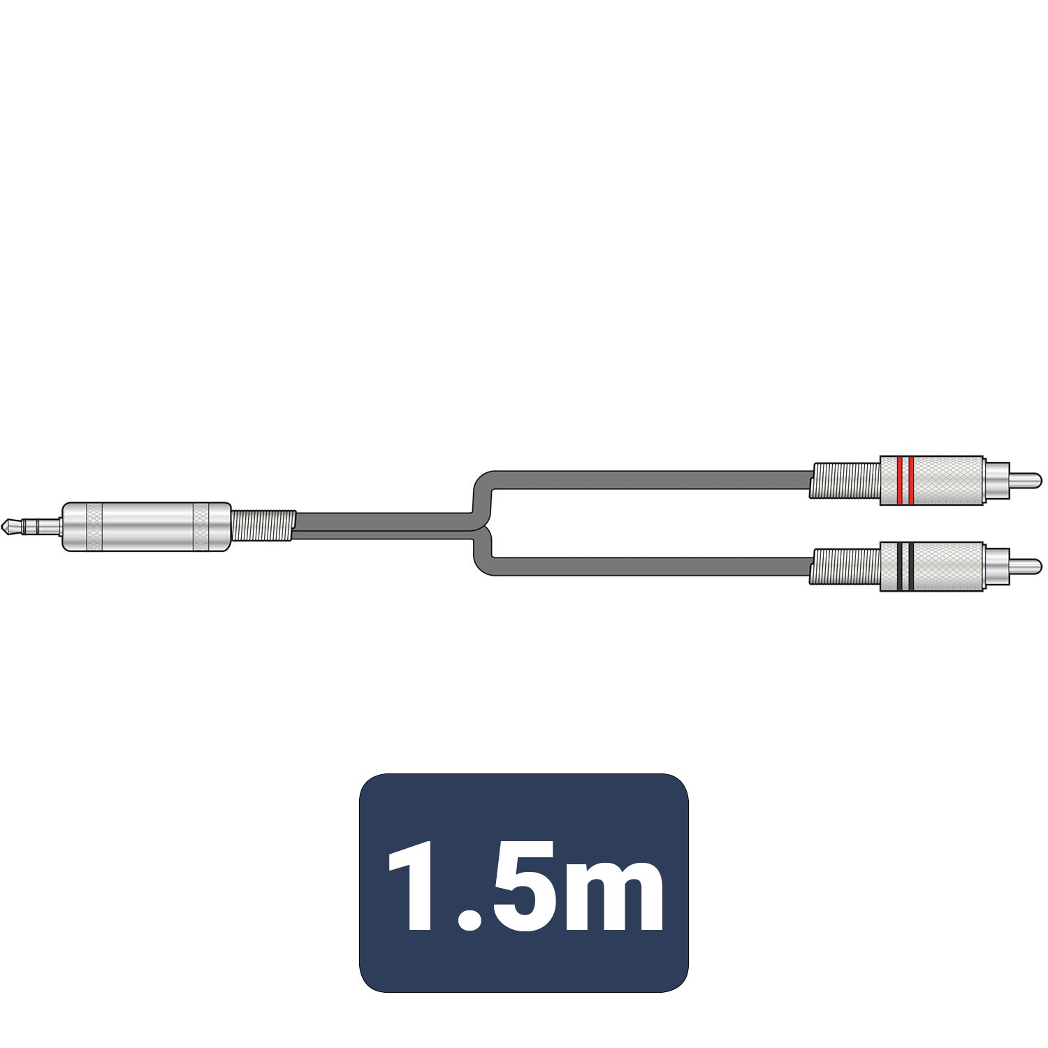 Citronic Classic Audio Lead 3.5mm TRS Jack Plug - 2 RCA Plugs 1.5m - view 3