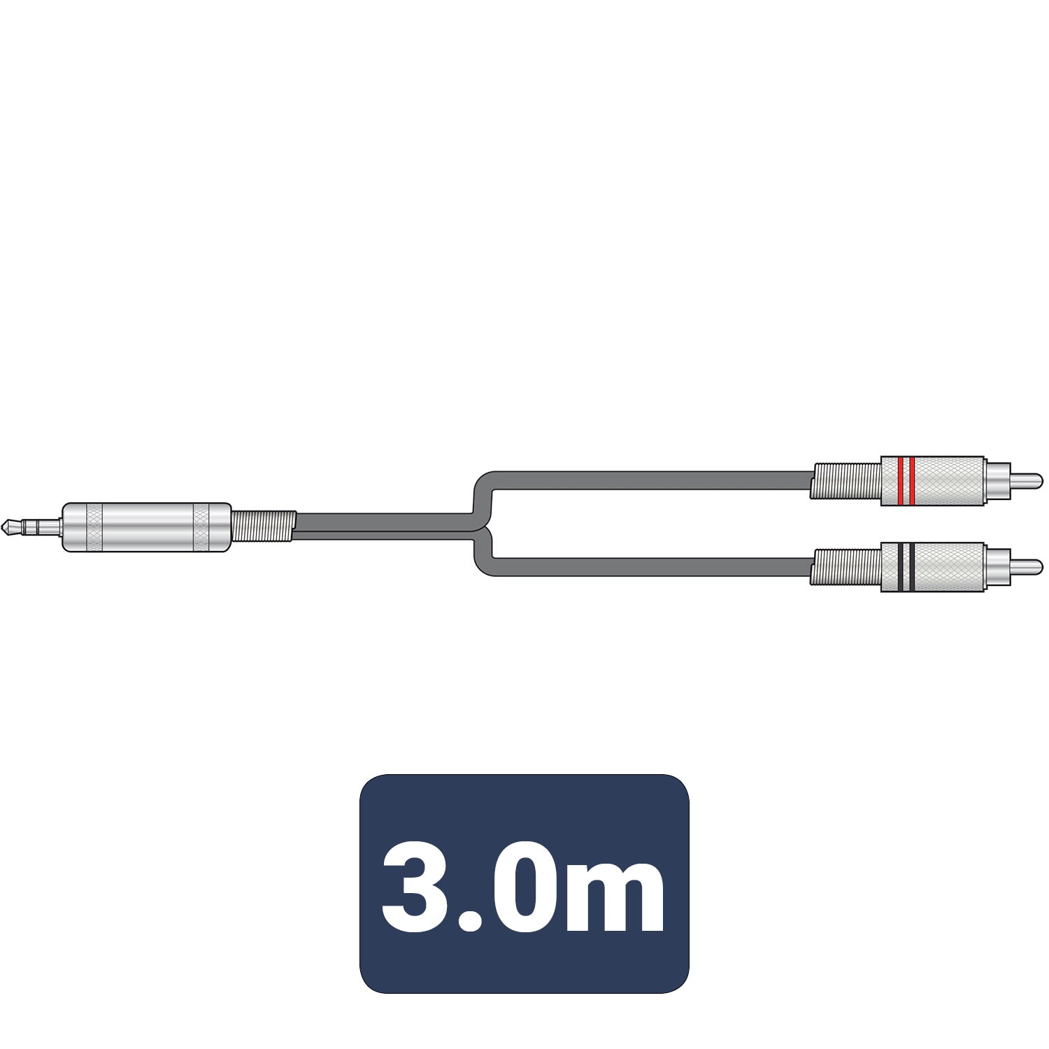 Citronic Classic Audio Lead 3.5mm TRS Jack Plug - 2 RCA Plugs 3.0m - view 2