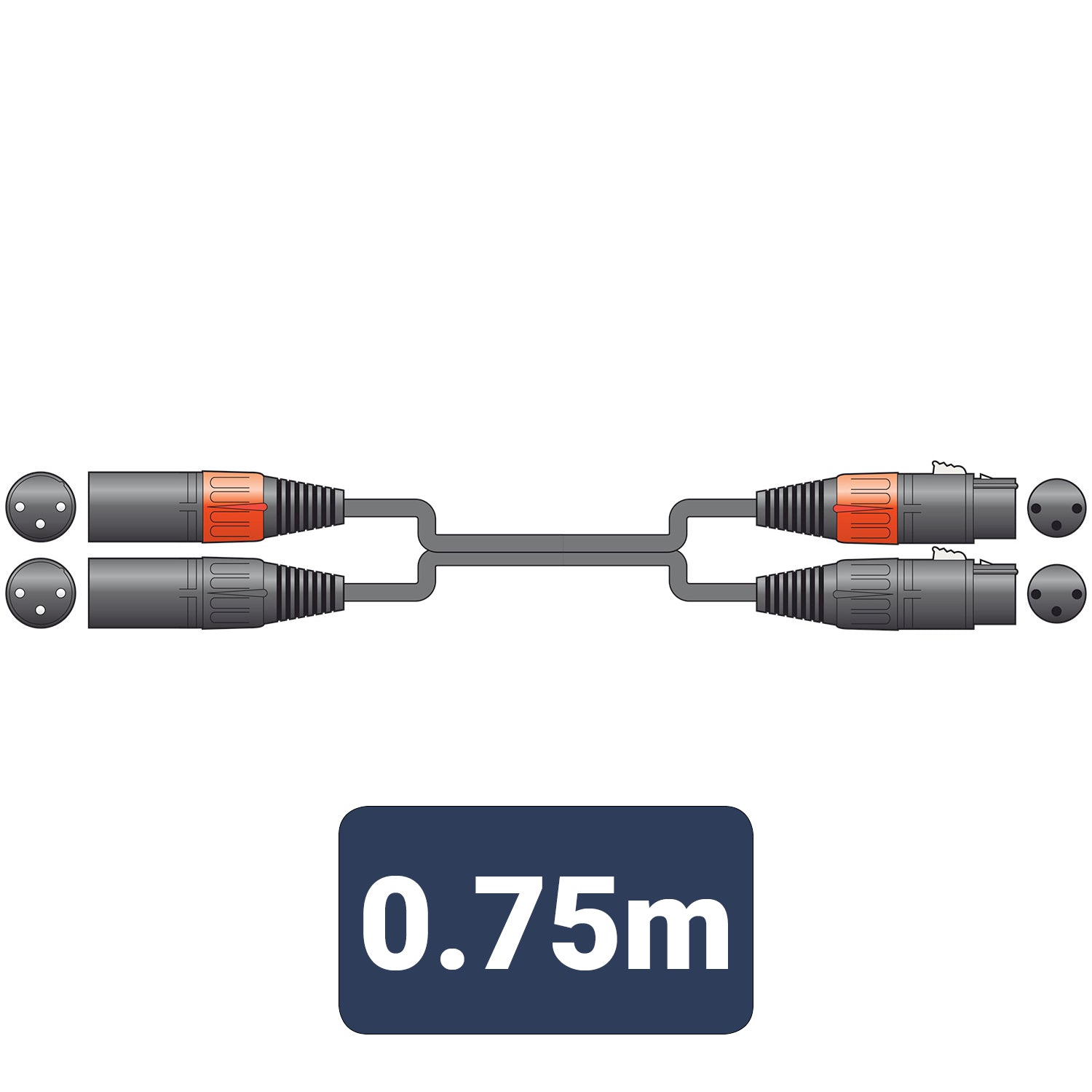 Citronic Classic Audio Lead 2 XLR Female - 2 XLR Male 0.75m - view 3