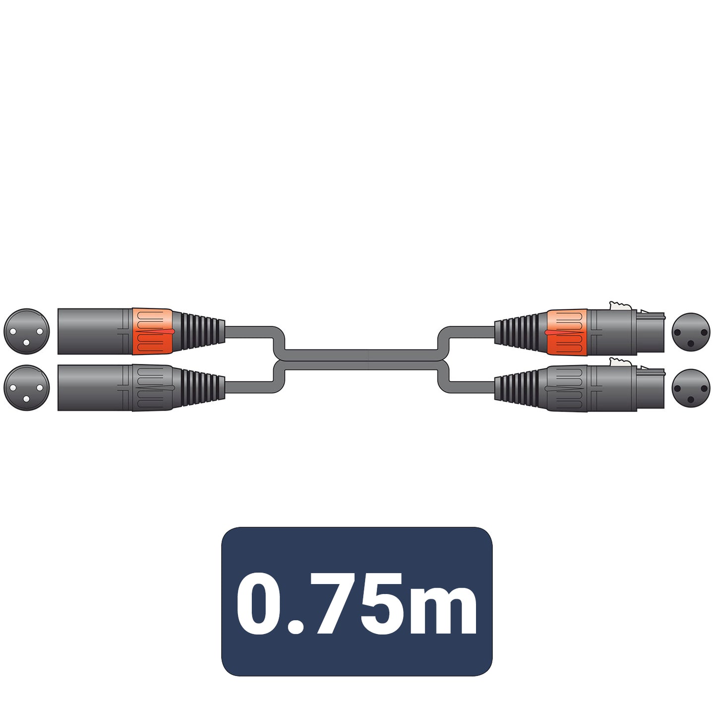 Citronic Classic Audio Lead 2 XLR Female - 2 XLR Male 0.75m - view 3
