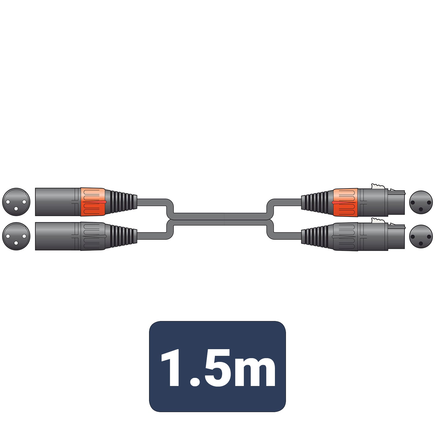 Citronic Classic Audio Lead 2 XLR Female - 2 XLR Male 1.5m - view 2