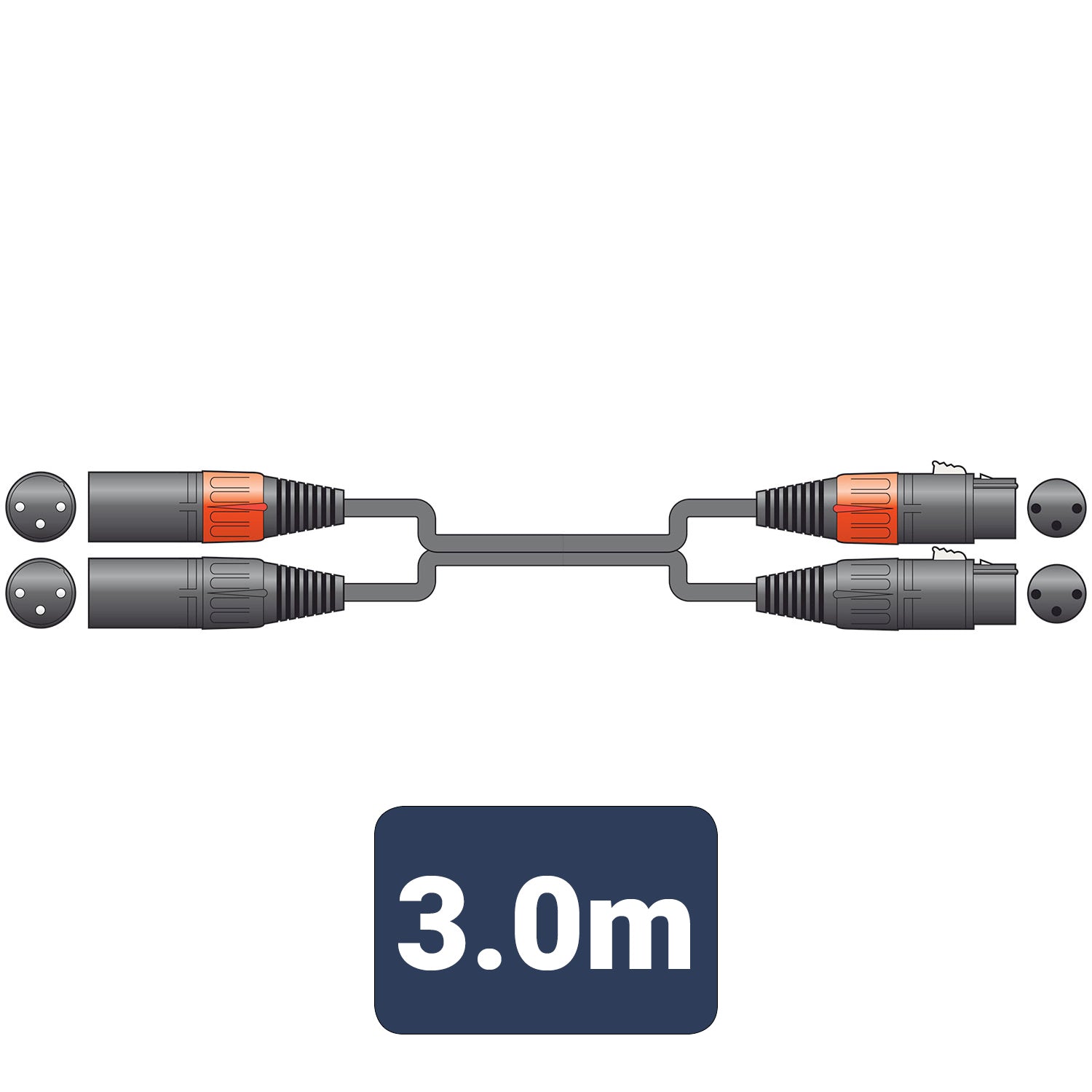 Citronic Classic Audio Lead 2 XLR Female - 2 XLR Male 3.0m - view 3