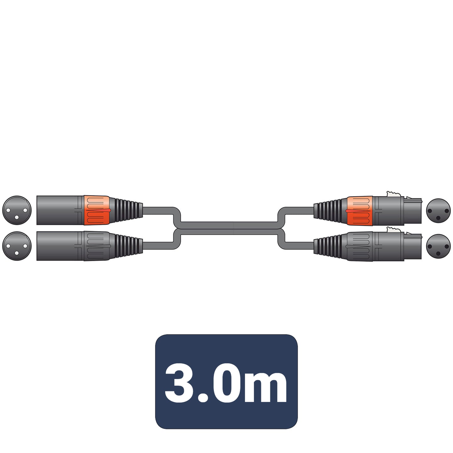 Citronic Classic Audio Lead 2 XLR Female - 2 XLR Male 3.0m - view 3