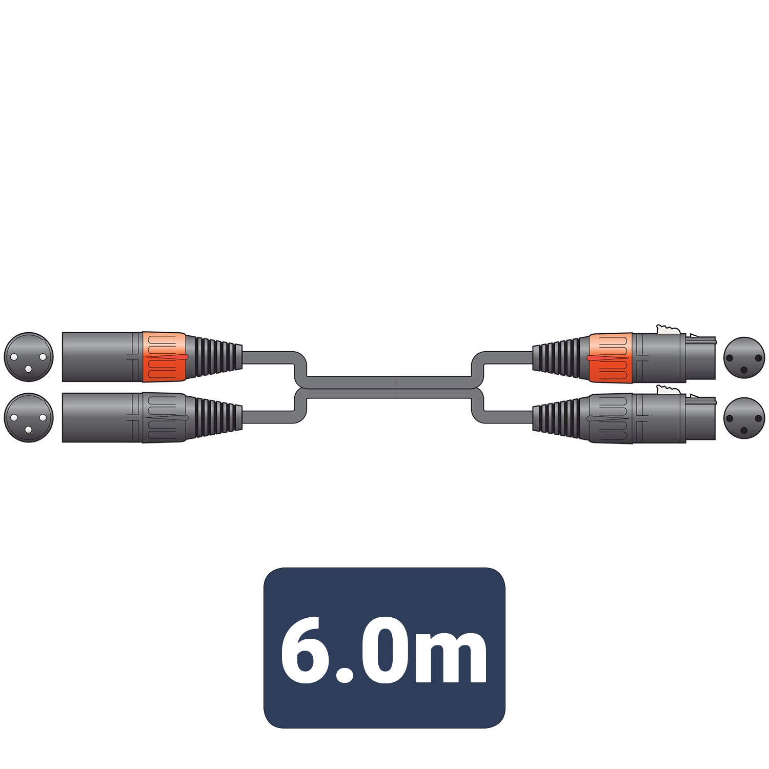Citronic Classic Audio Lead 2 XLR Female - 2 XLR Male 6.0m - view 2