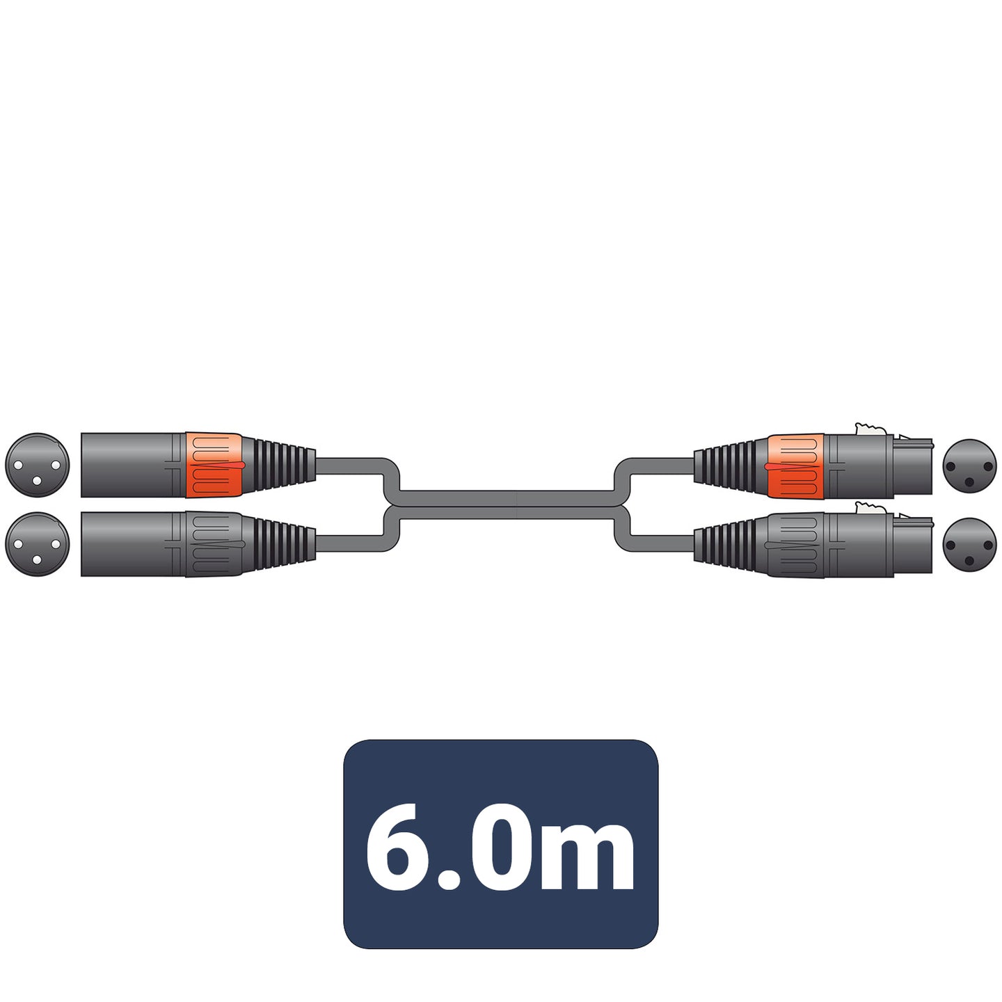 Citronic Classic Audio Lead 2 XLR Female - 2 XLR Male 6.0m - view 2