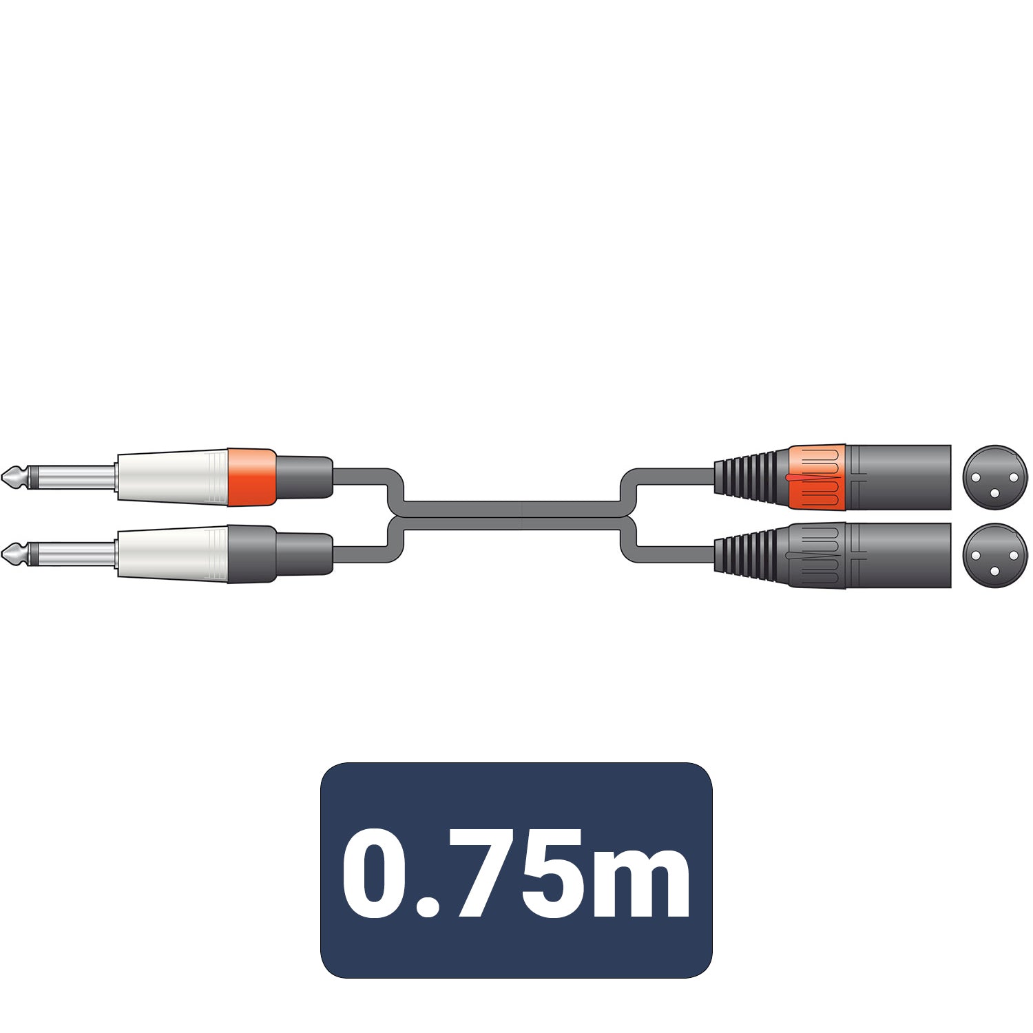 Citronic Classic Audio Lead 2 Mono Jack - 2 XLR Male 0.75m - view 3