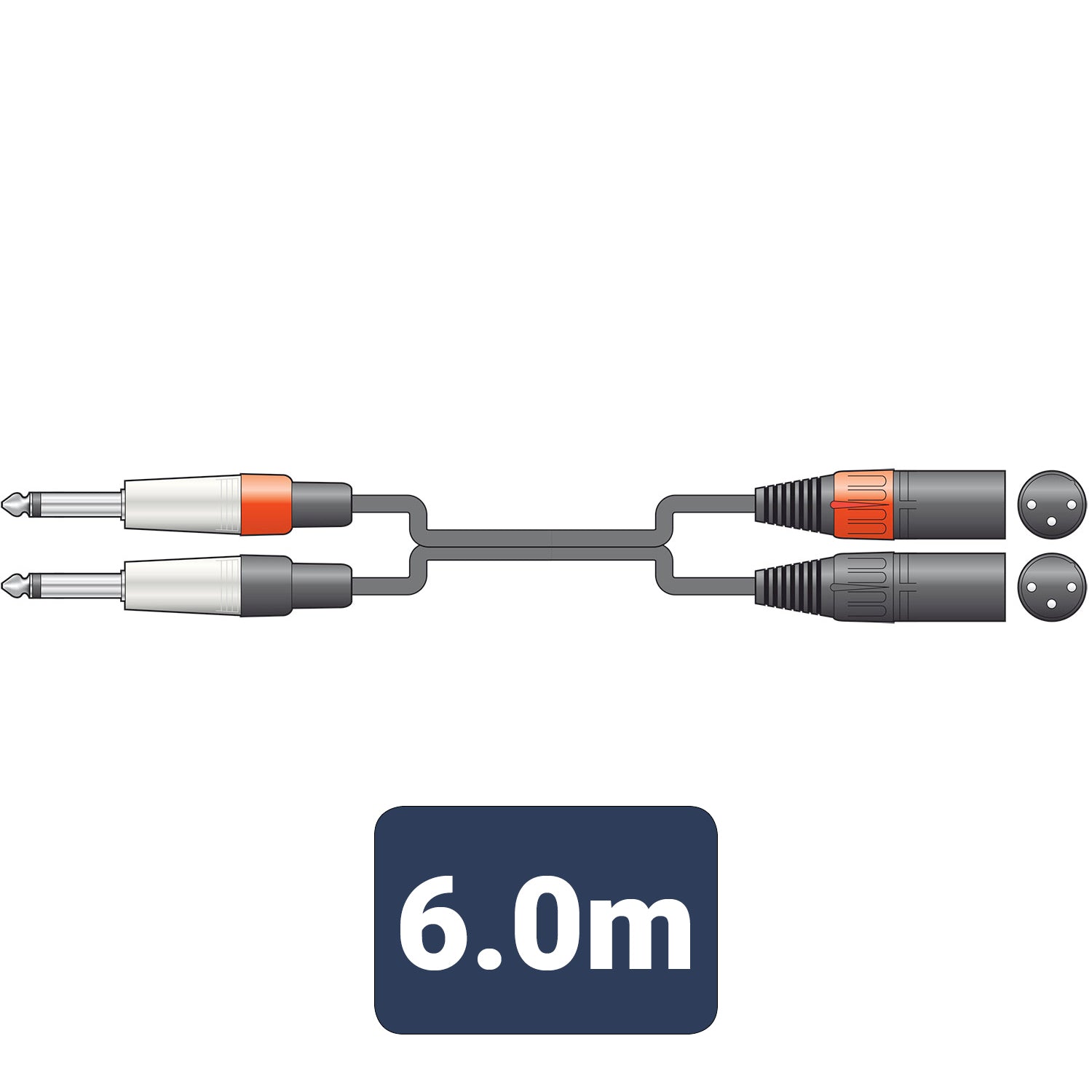 Citronic Classic Audio Lead 2 Mono Jack - 2 XLR Male 6.0m - view 2