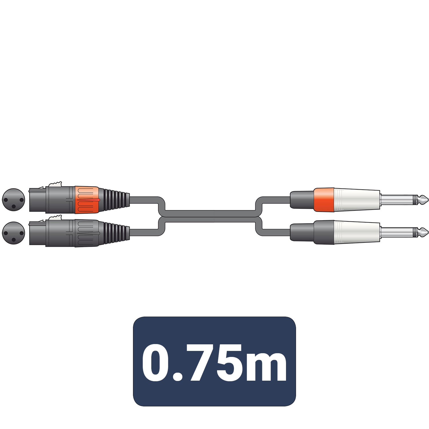 Citronic Classic Audio Lead 2 XLR Female - 2 Mono Jack 0.75m - view 3