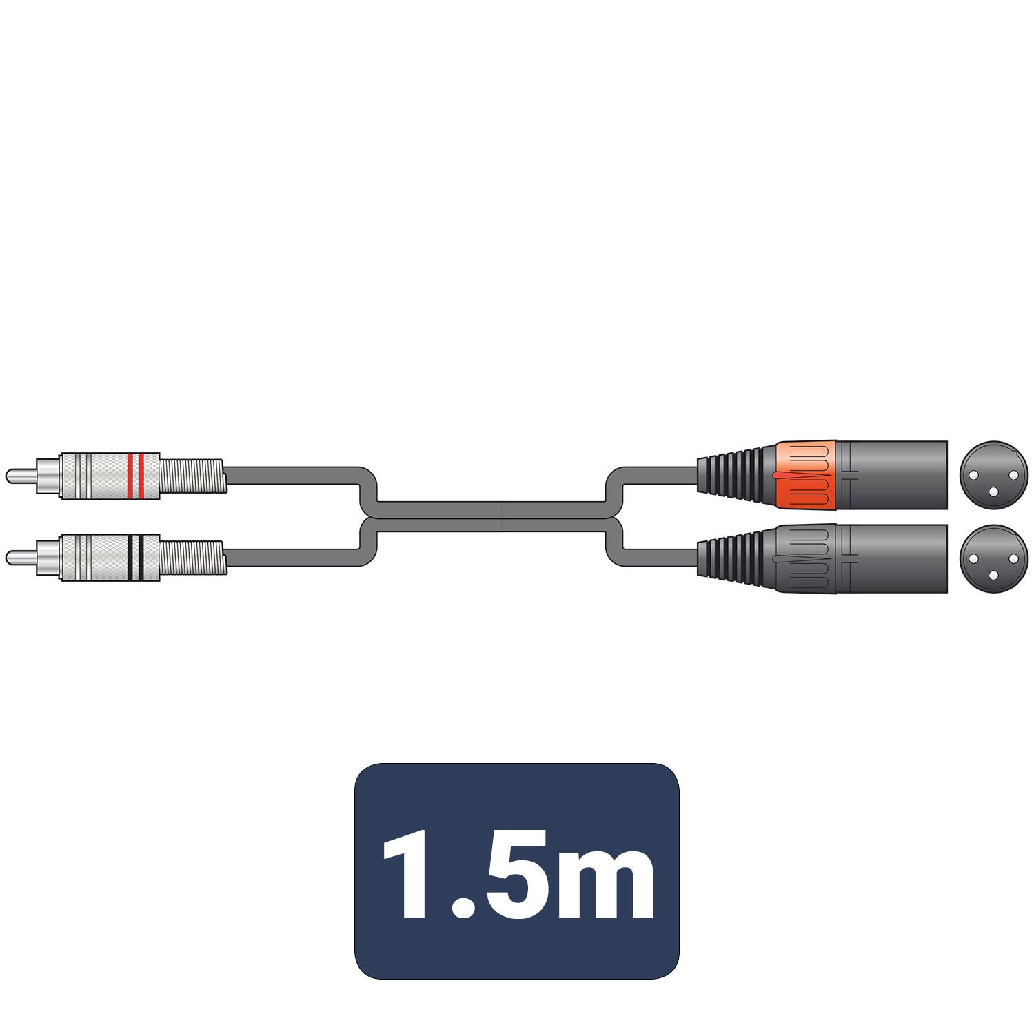 Citronic Classic Audio Lead 2 RCA Plugs - 2 XLR Male 1.5m - view 3
