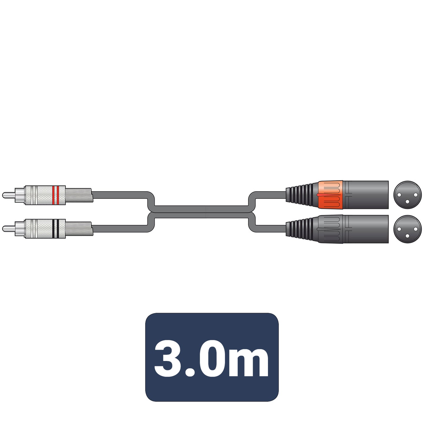 Citronic Classic Audio Lead 2 RCA Plugs - 2 XLR Male 3.0m - view 2