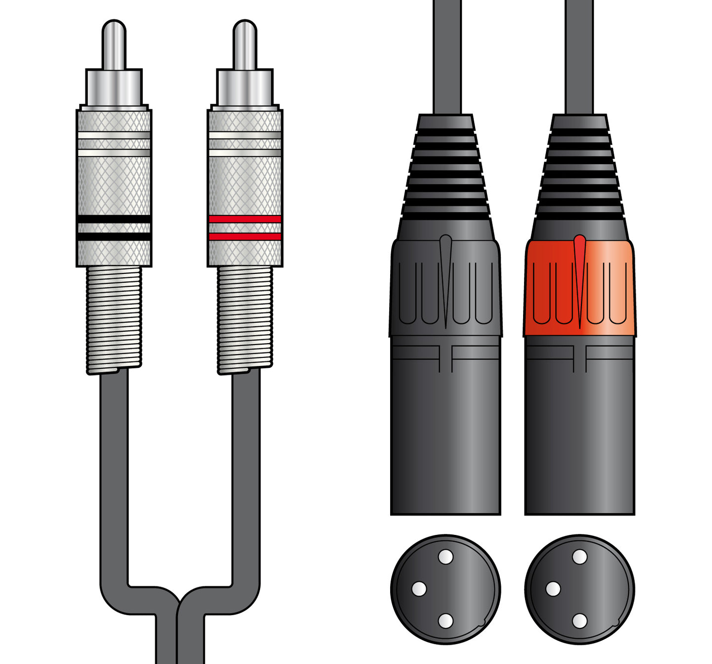 Citronic Classic Audio Lead 2 RCA Plugs - 2 XLR Male 3.0m