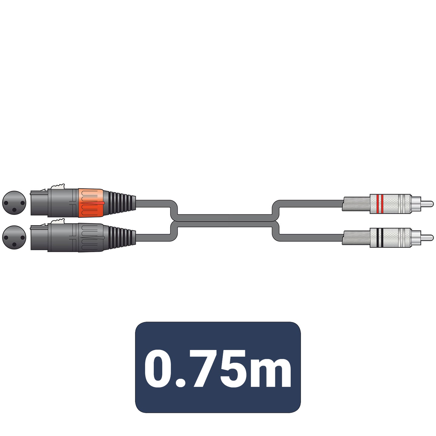 Citronic Classic Audio Lead 2 XLR Female - 2 RCA Plugs 0.75m - view 2