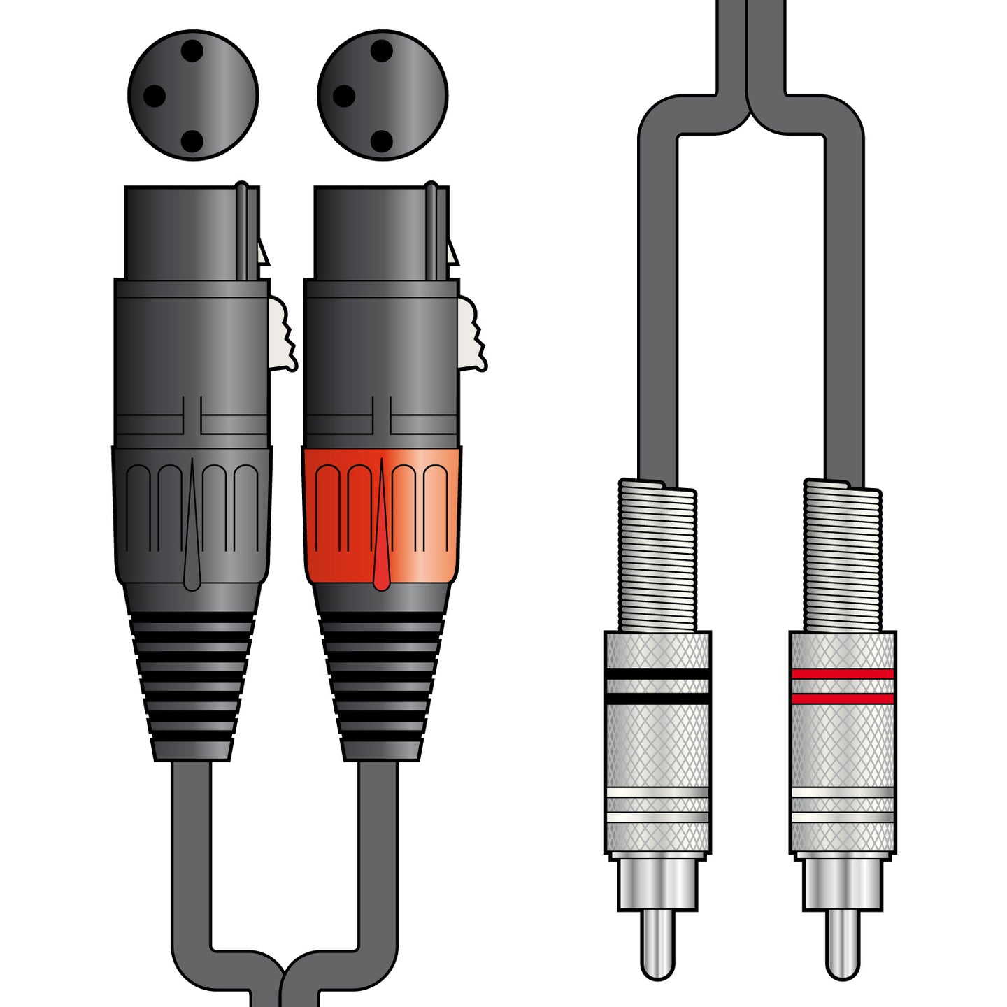 Citronic Classic Audio Lead 2 XLR Female - 2 RCA Plugs 1.5m