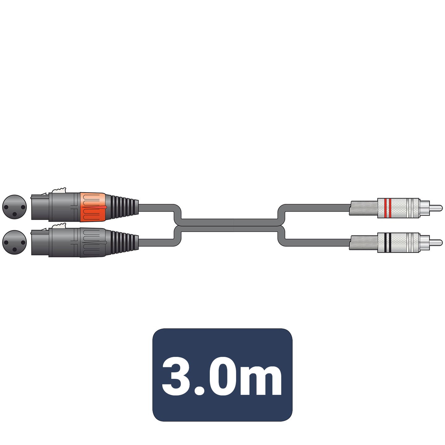 Citronic Classic Audio Lead 2 XLR Female - 2 RCA Plugs 3.0m - view 2