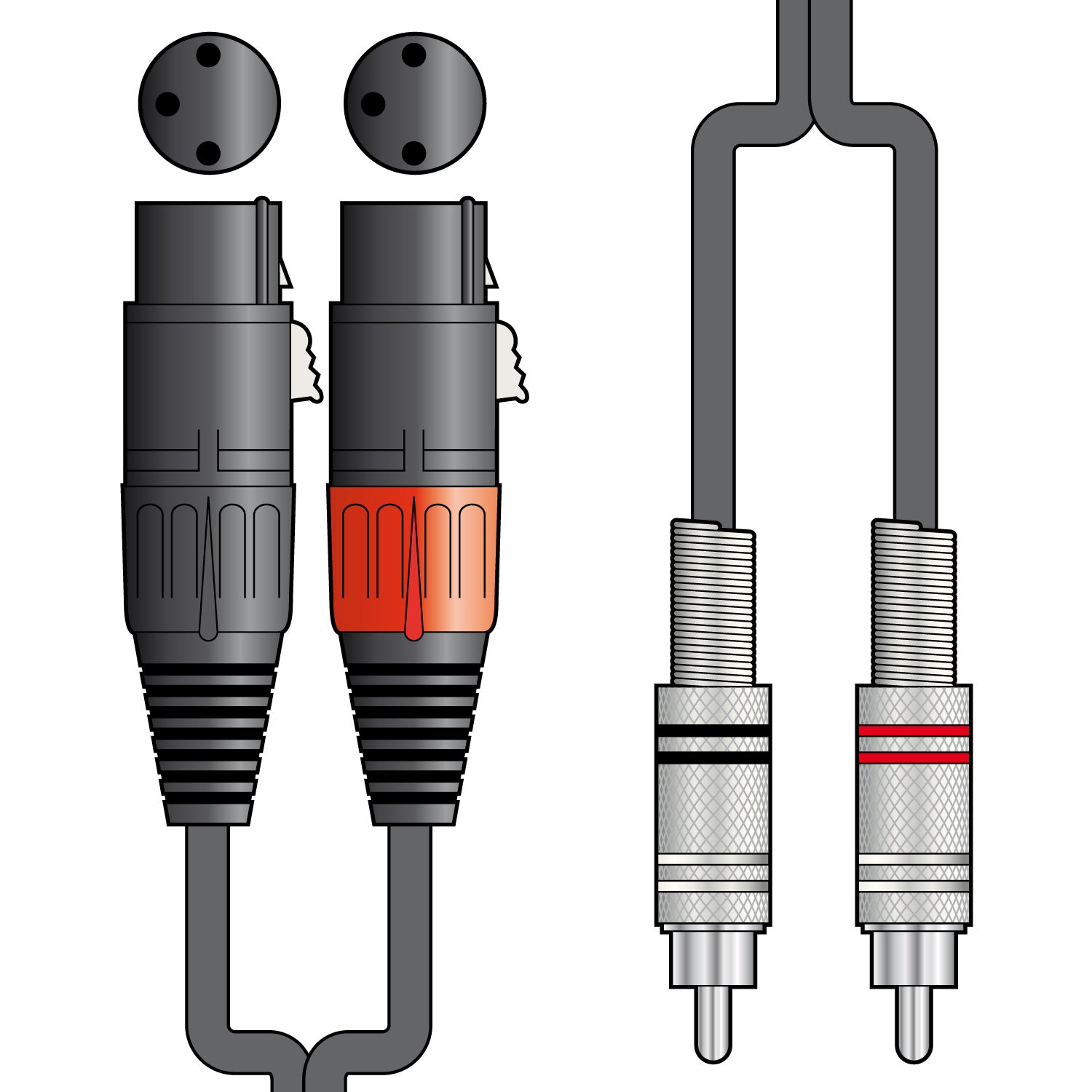 Citronic Classic Audio Lead 2 XLR Female - 2 RCA Plugs 3.0m