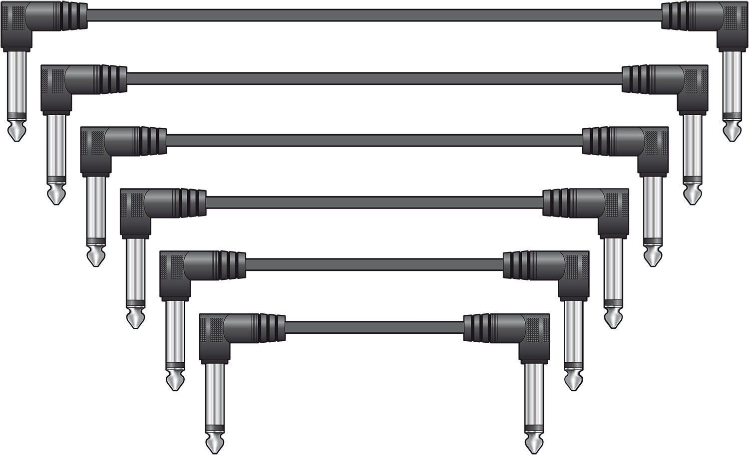 Citronic Classic Audio Patch Lead Set Black 6 pcs 0.15m