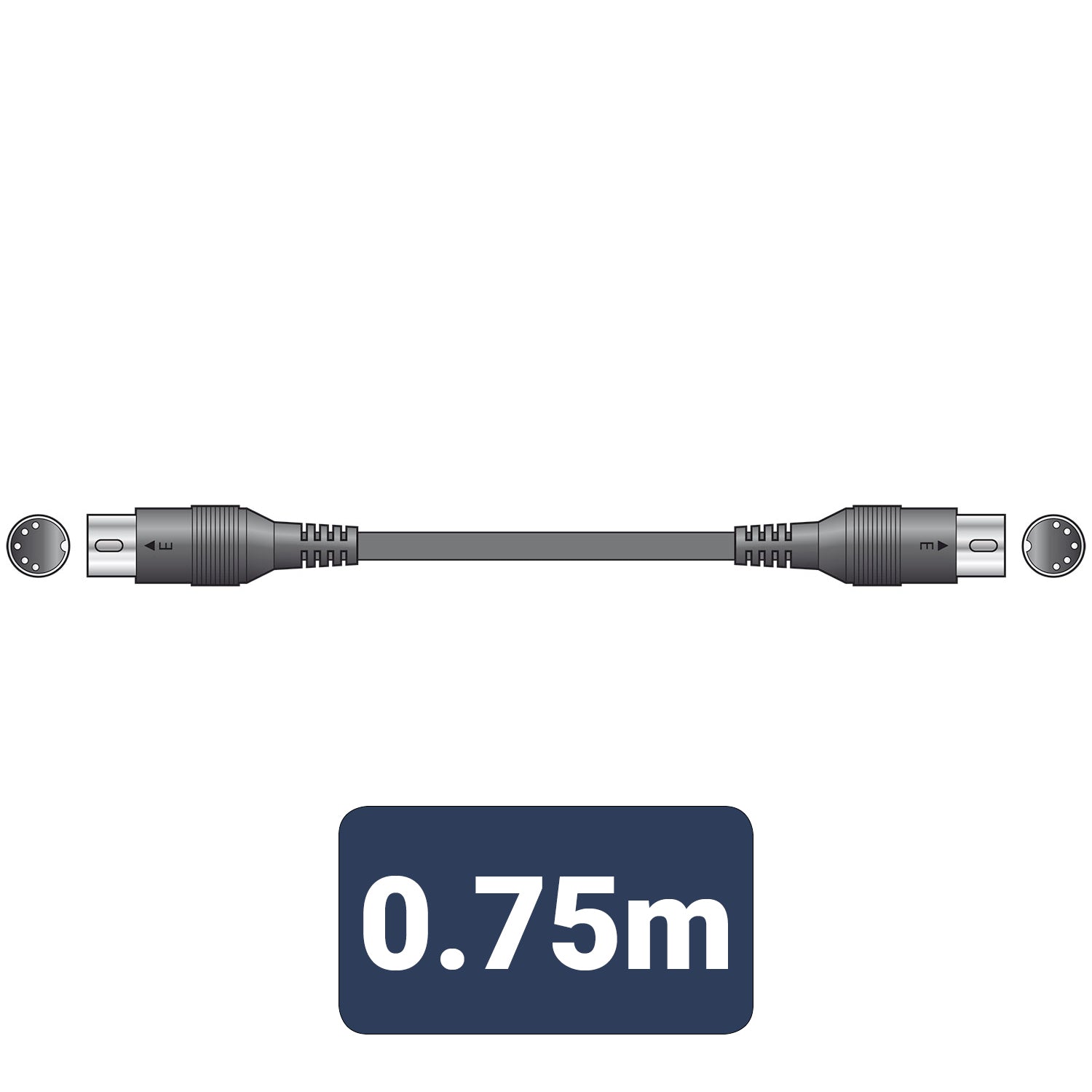 Citronic Classic Midi Lead 5 Pin Din Plug - Plug 0.75m - view 2