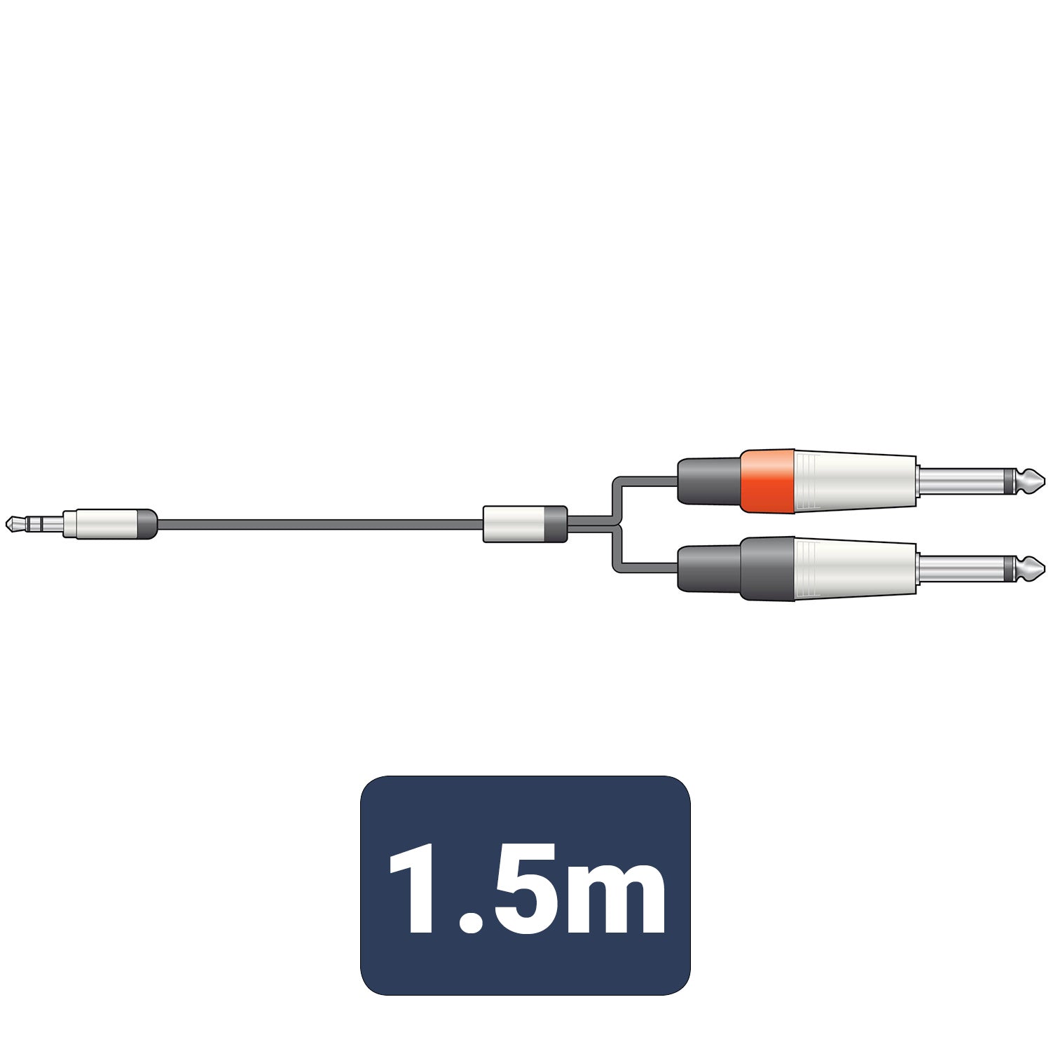 Citronic Classic Audio Lead 3.5mm Stereo Jack - 2 Mono Jack Plugs 1.5m - view 2