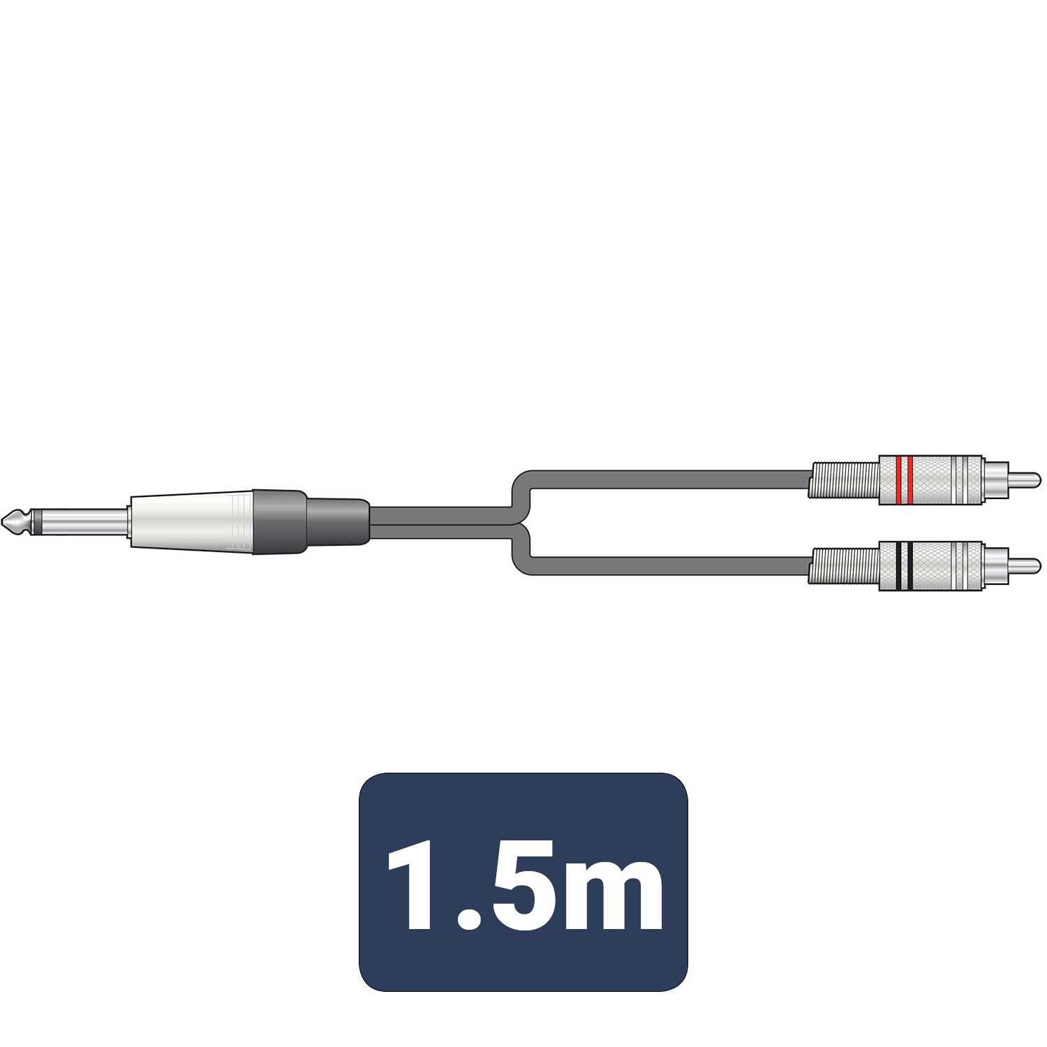 Citronic Classic Audio Lead 6.3mm Mono Jack - 2 RCA Plugs 1.5m - view 2