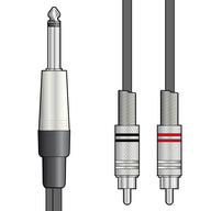 Citronic Classic Audio Lead 6.3mm Mono Jack - 2 RCA Plugs 1.5m