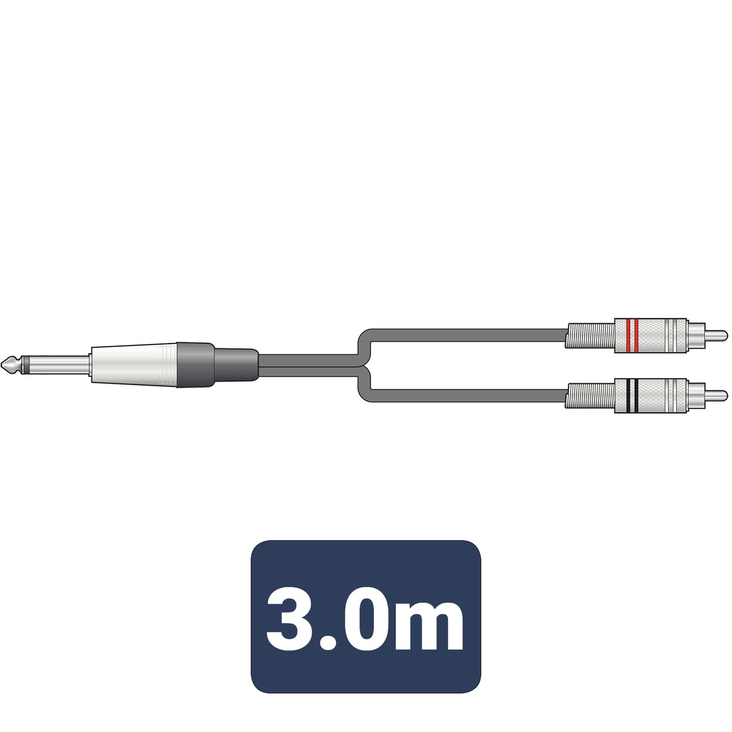 Citronic Classic Audio Lead 6.3mm Mono Jack - 2 RCA Plugs 3.0m - view 3