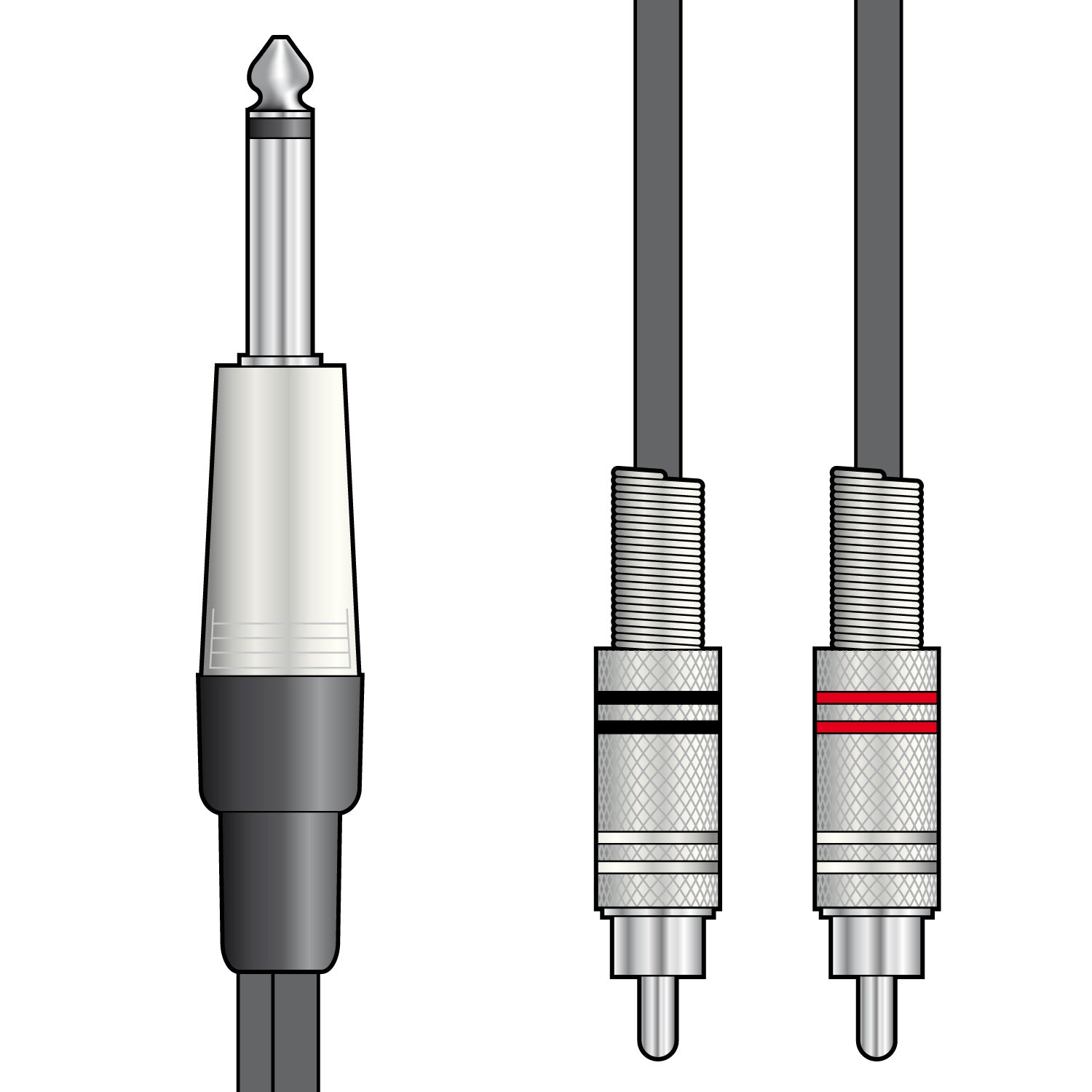 Citronic Classic Audio Lead 6.3mm Mono Jack - 2 RCA Plugs 3.0m