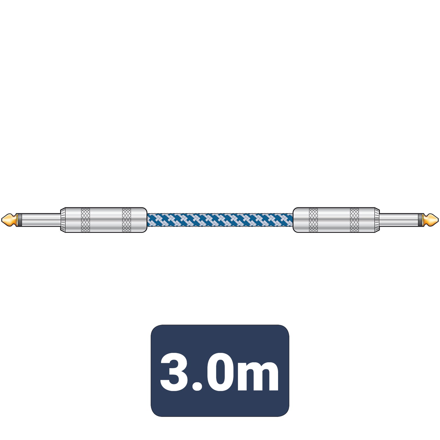 Citronic Classic Braided Guitar Lead Blue/White 3.0m - view 2